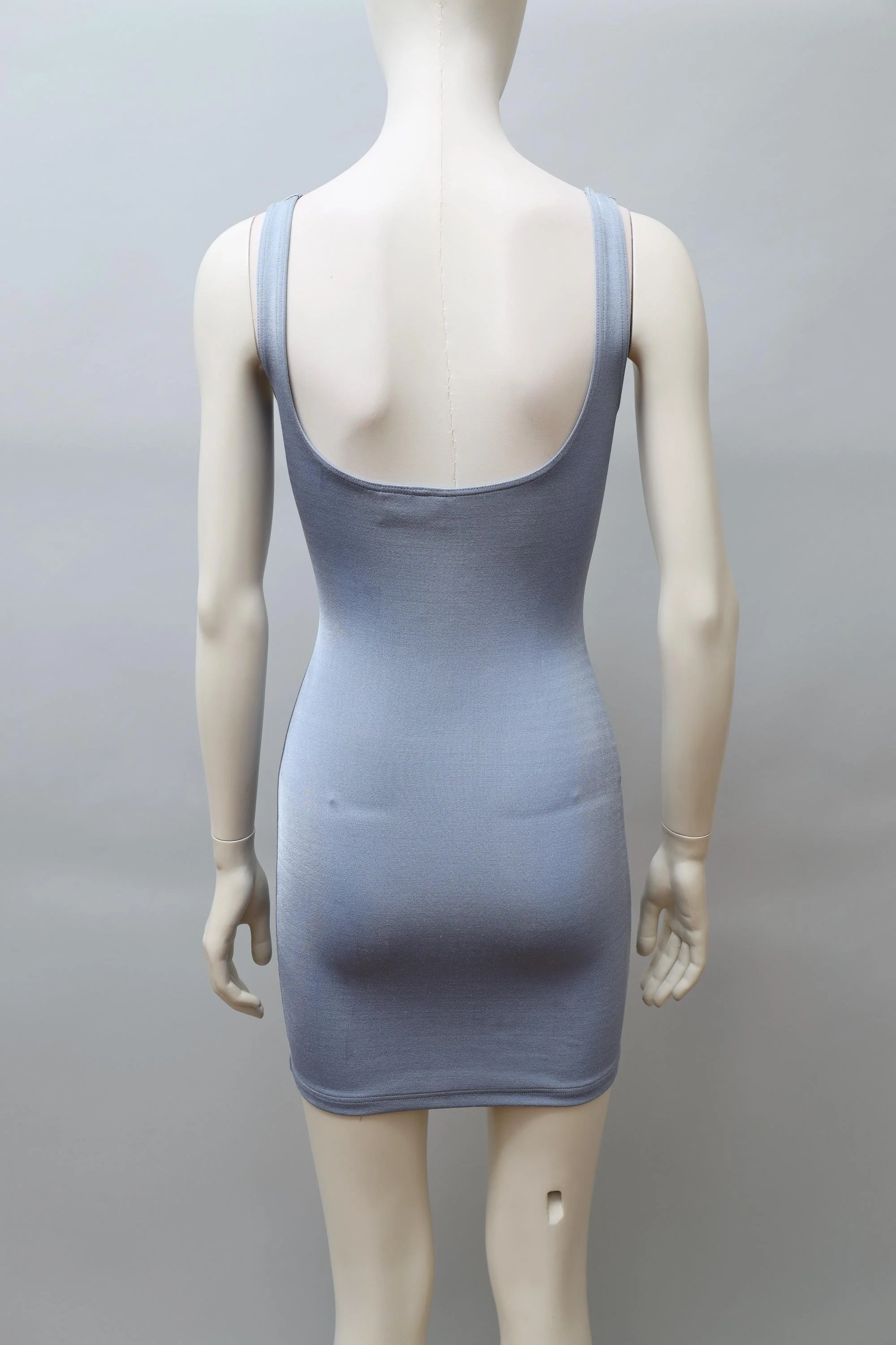 1990s Liza Bruce ice blue pearl cut out dress