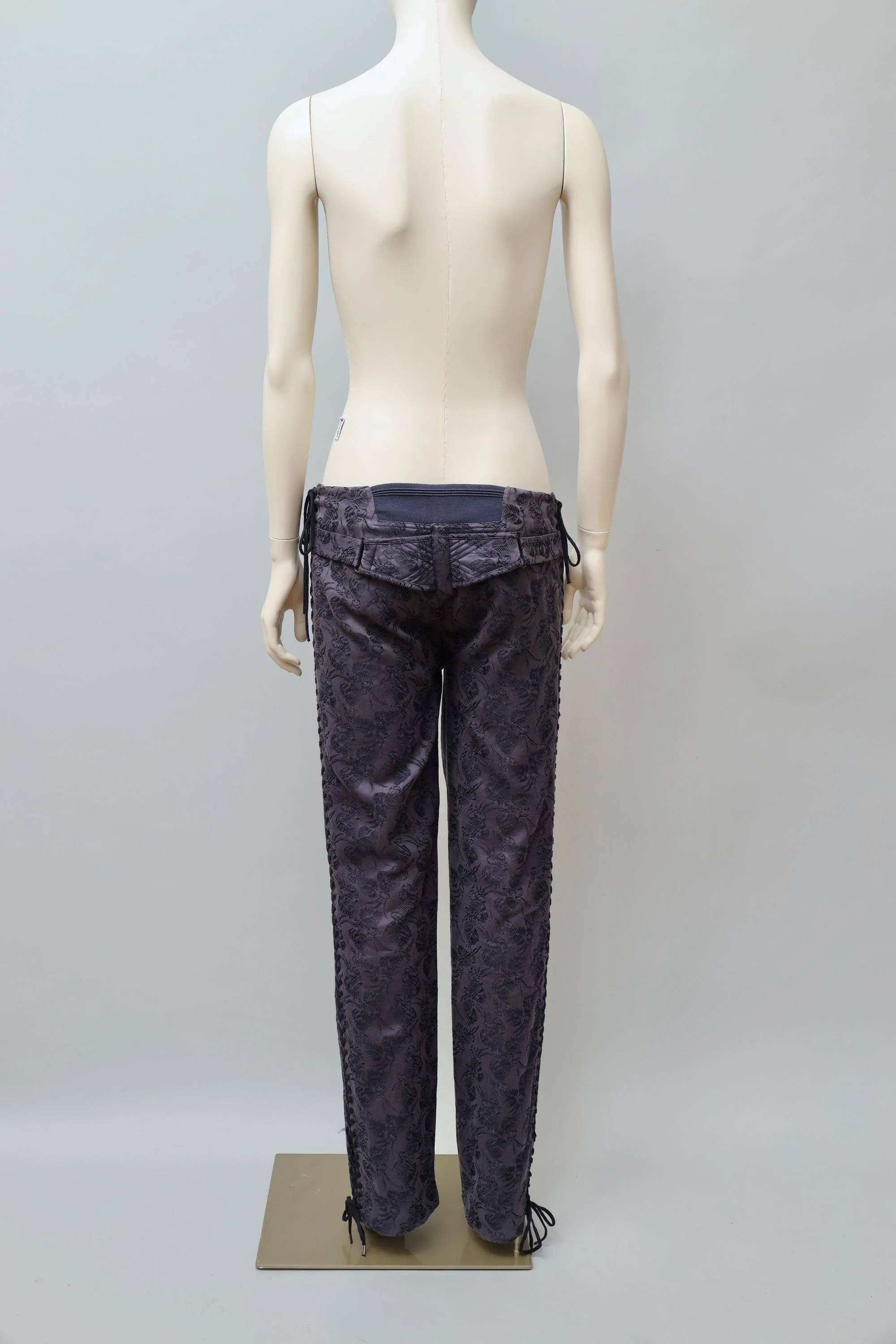 1990s Jean Paul Gaultier purple floral brocade pants corset detail