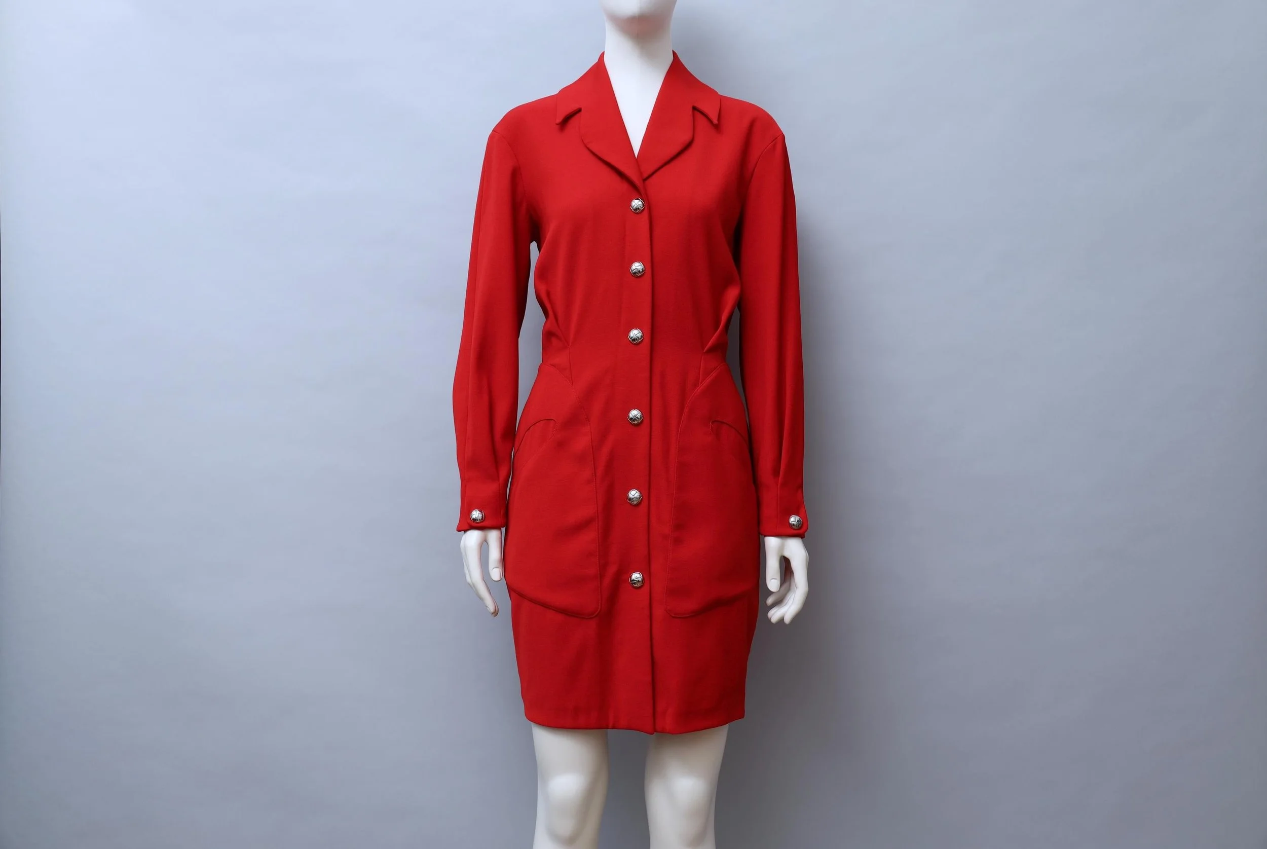 late 1980s / early 1990s Thierry Mugler Activ red longsleeve dress