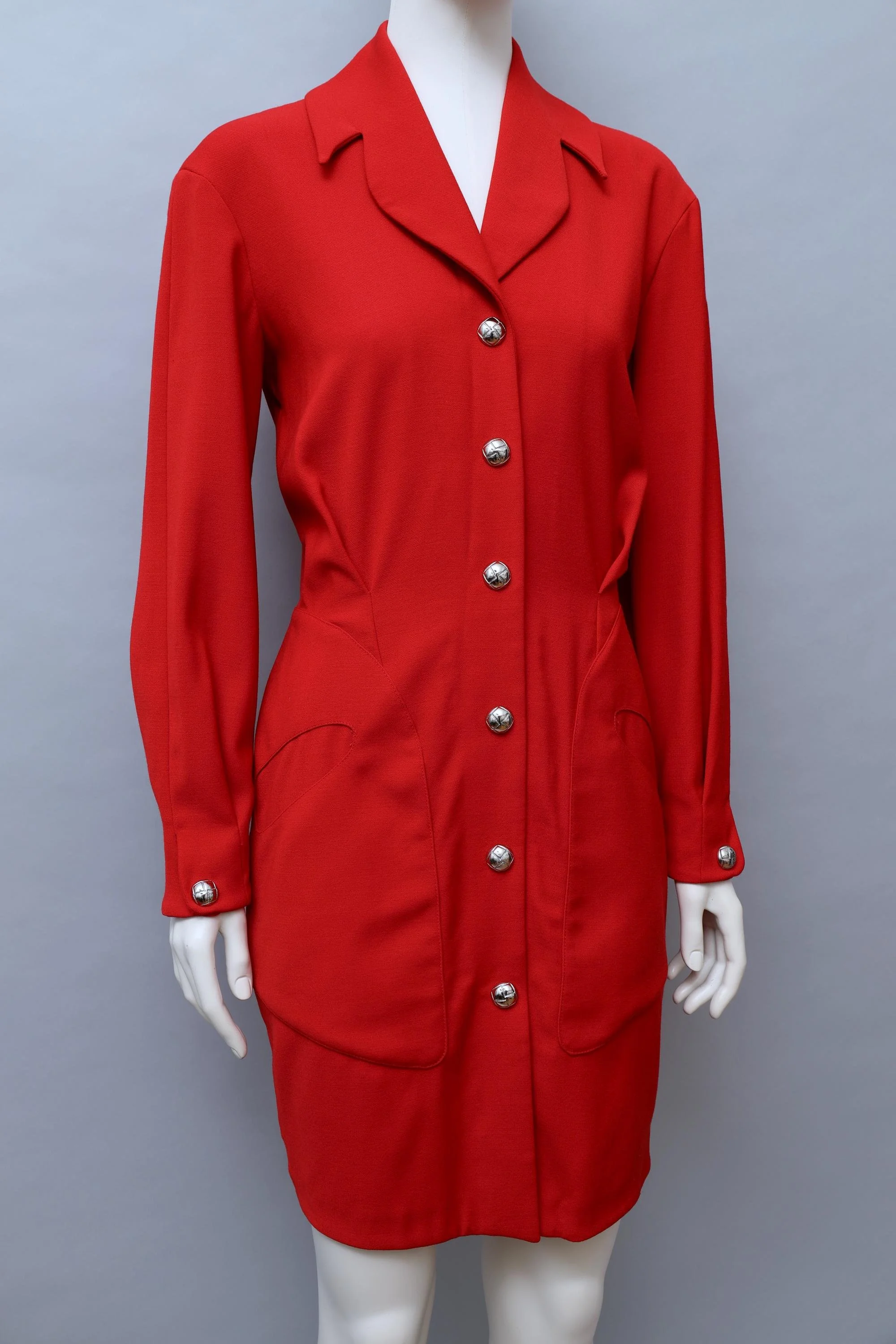 late 1980s / early 1990s Thierry Mugler Activ red longsleeve dress