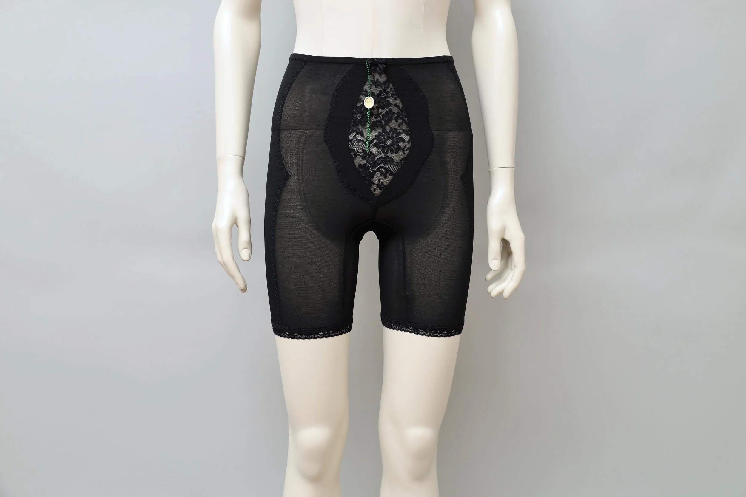 1970s deadstock Armonia La Perla black mesh biker shorts