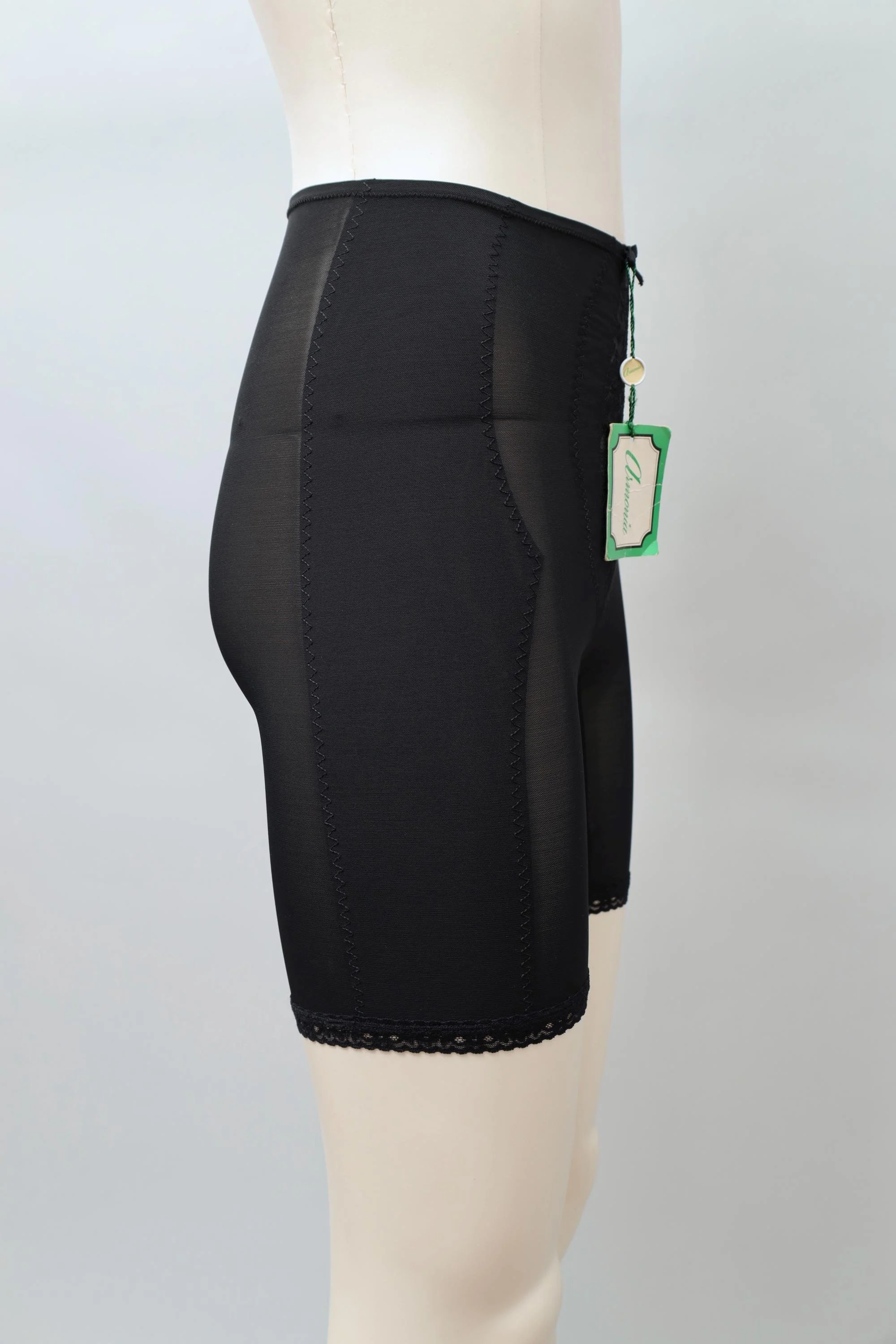 1970s deadstock Armonia La Perla black mesh biker shorts