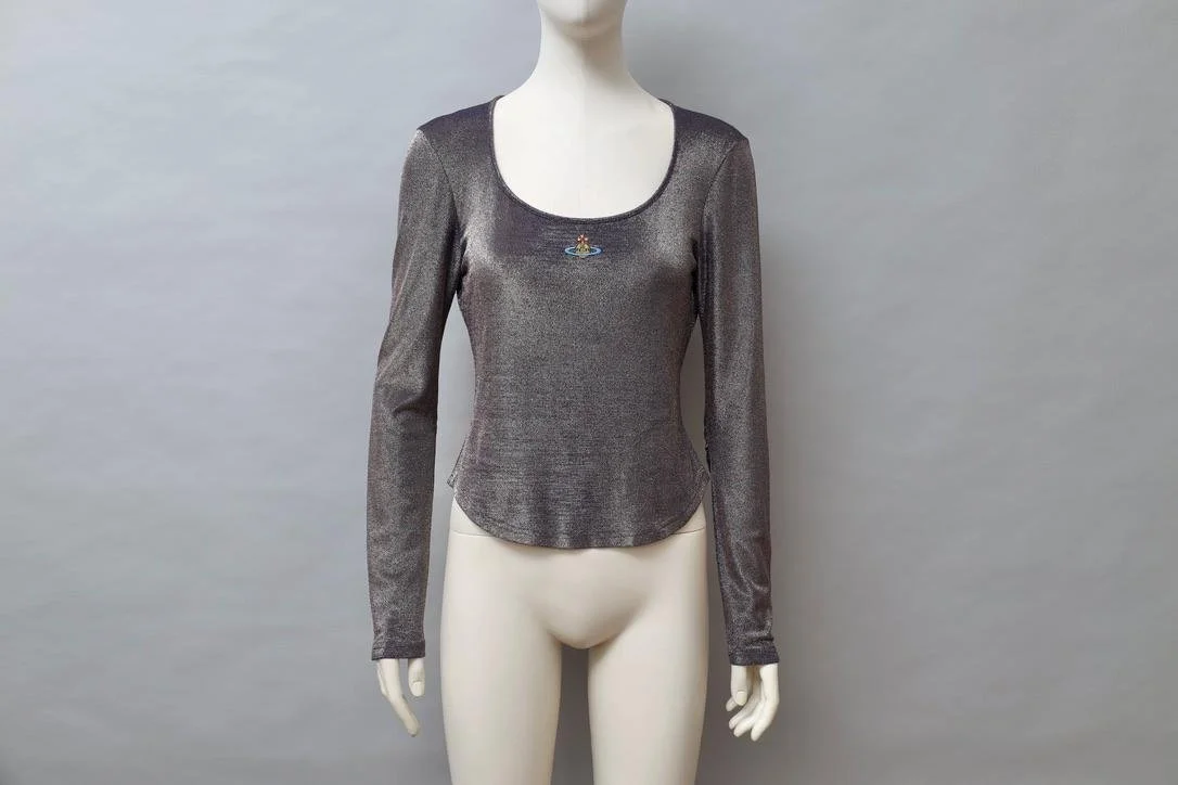 S/S 1998 Vivienne Westwood iridescent silver lurex orb top
