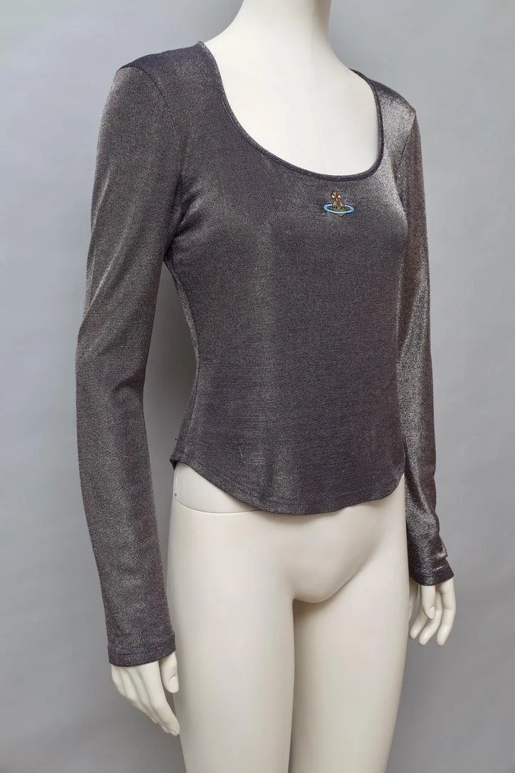 S/S 1998 Vivienne Westwood iridescent silver lurex orb top