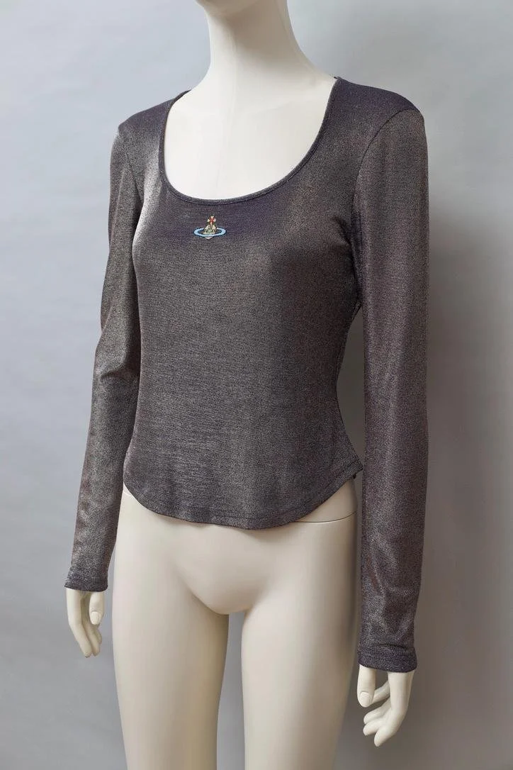 S/S 1998 Vivienne Westwood iridescent silver lurex orb top