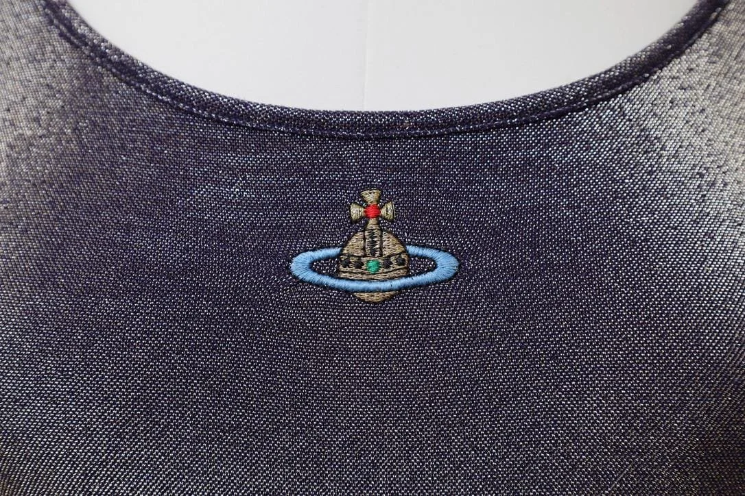 S/S 1998 Vivienne Westwood iridescent silver lurex orb top
