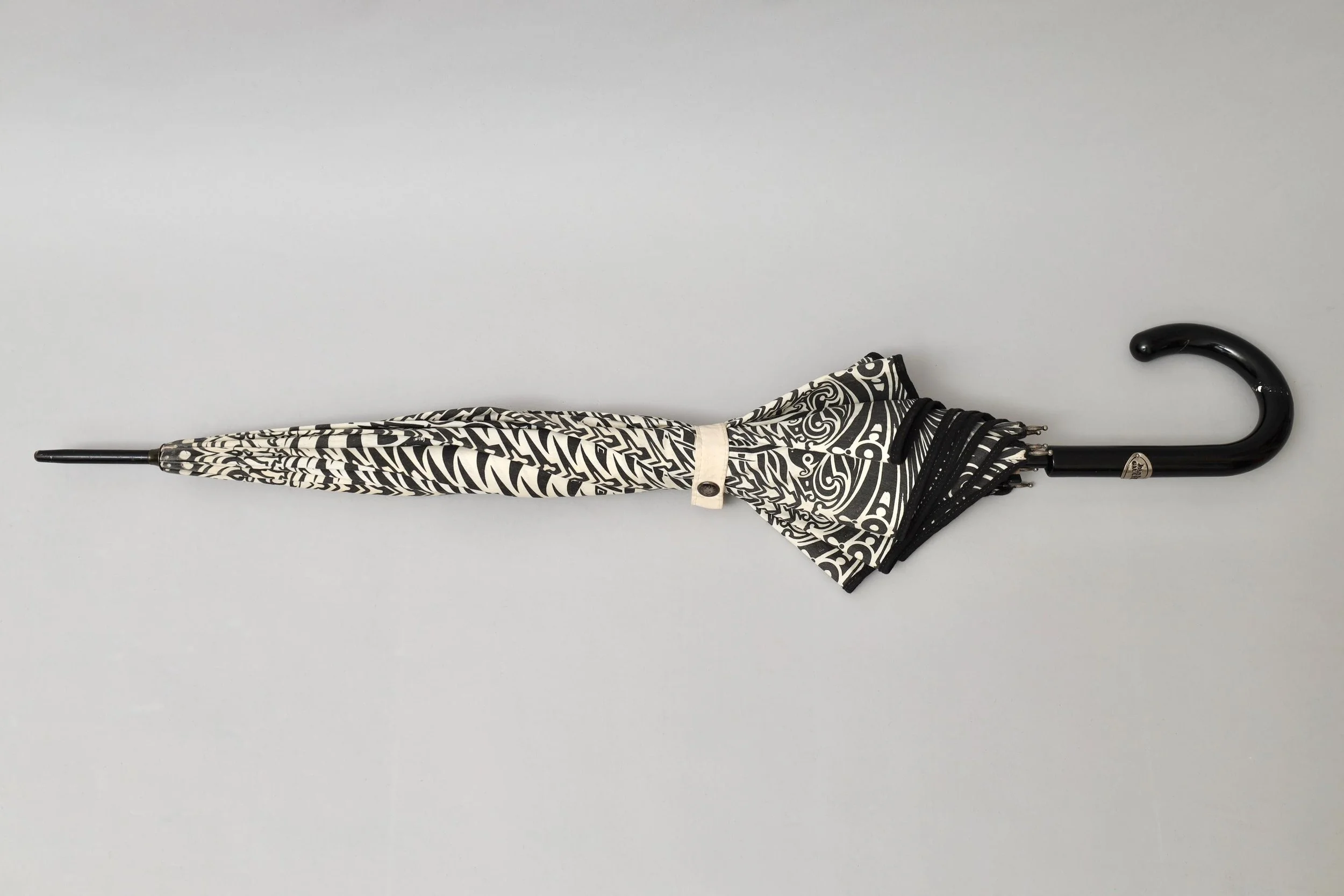 S/S 1996 Jean Paul Gaultier black and white tribal tattoo parasol