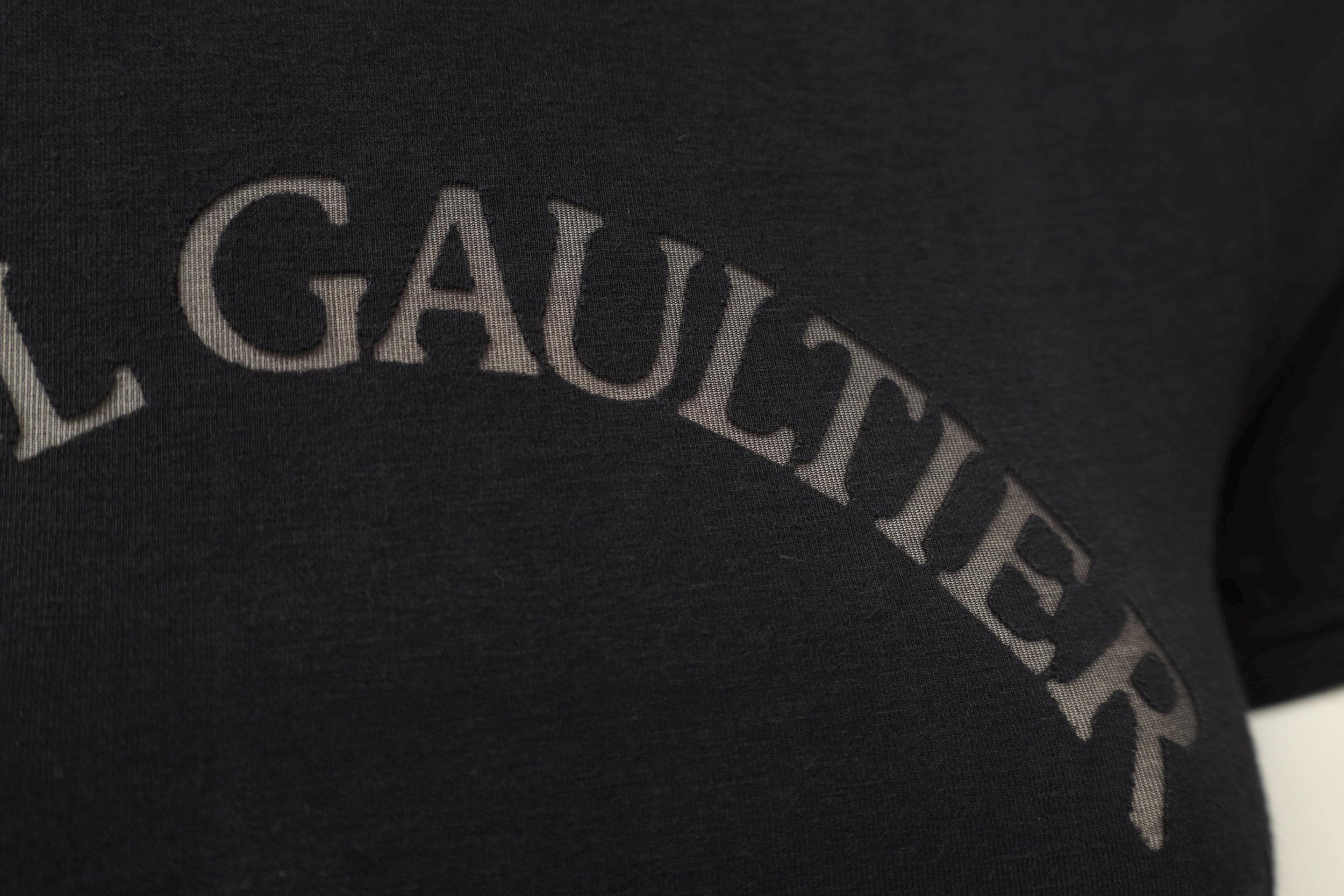 S/S 1987 Jean Paul Gaultier pour Equator black burn out logo