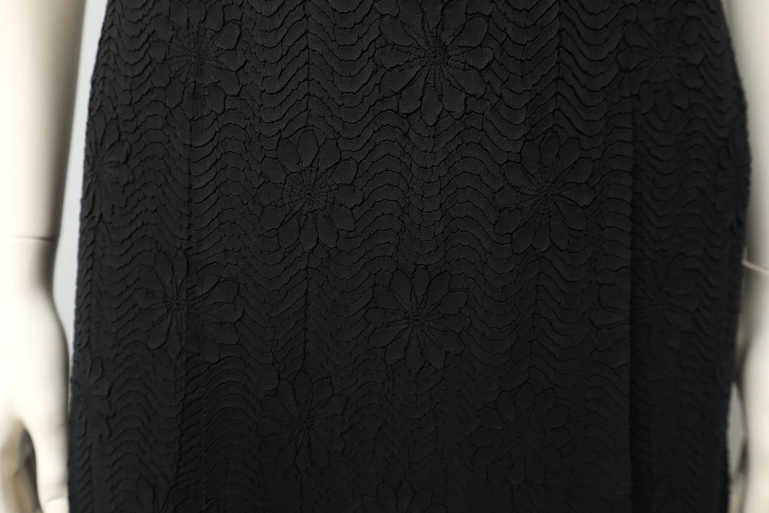 1990s Yoshiki Hishinuma black floral textured skirt
