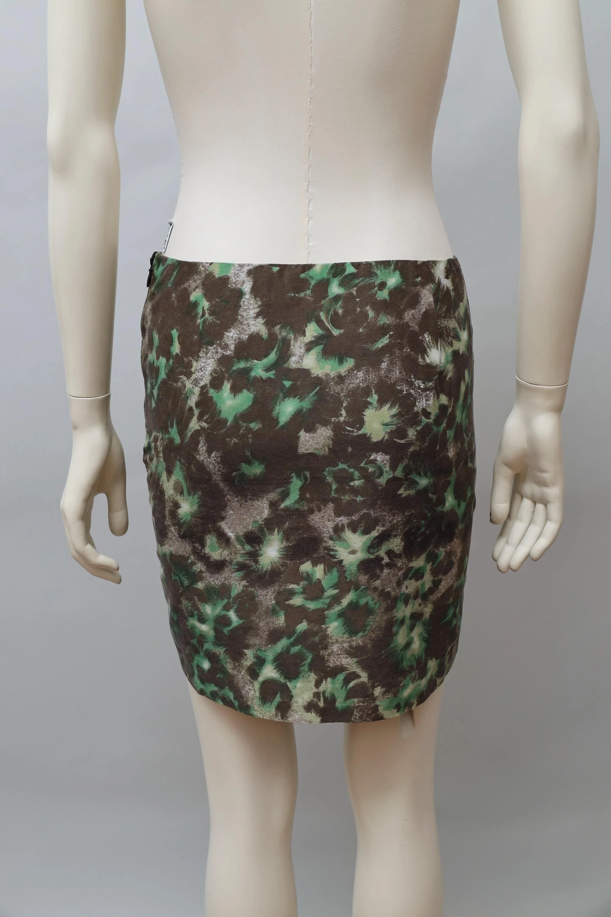 F/W 2001 Martine Sitbon green floral gouache print mini skirt