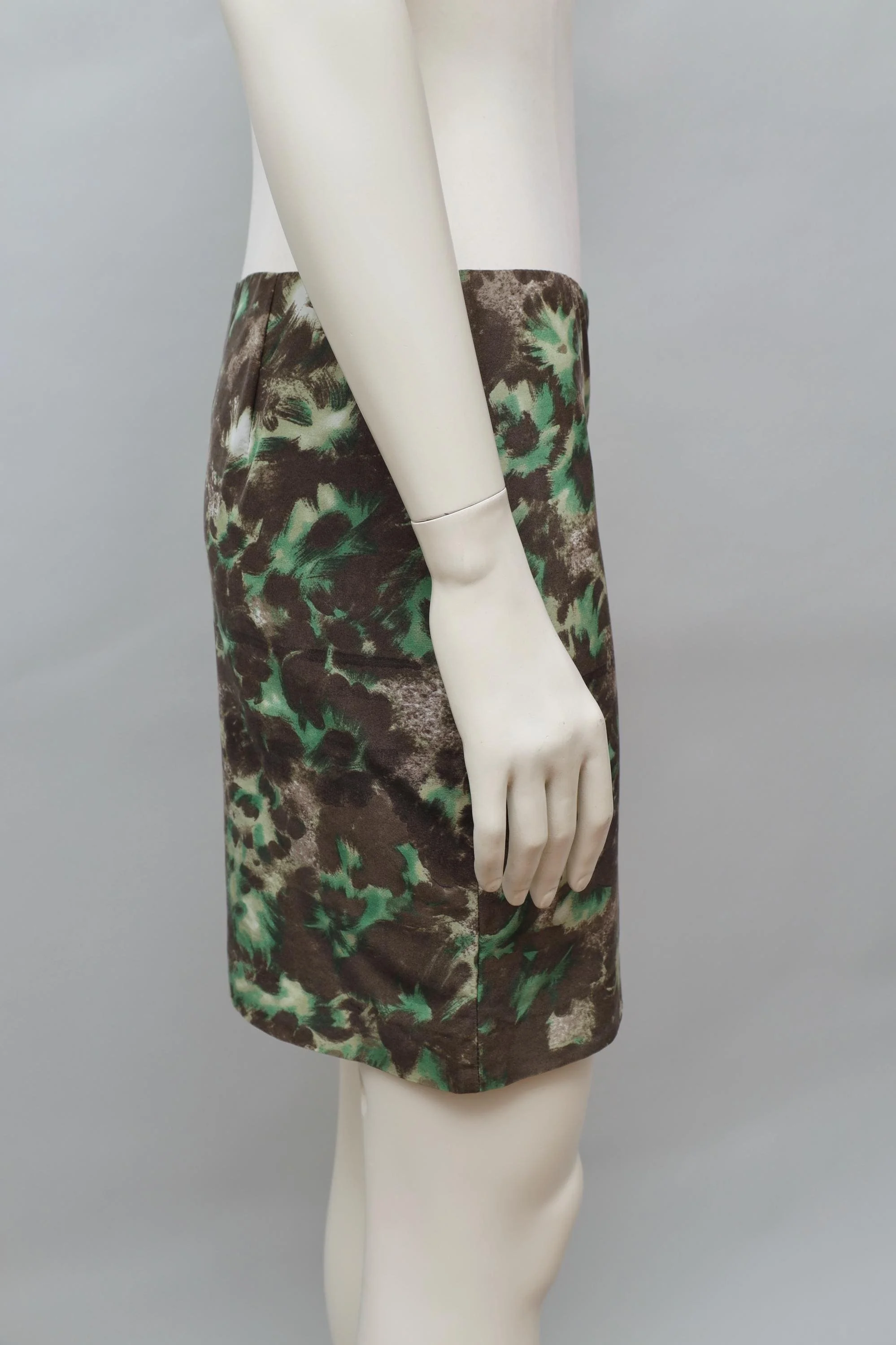 F/W 2001 Martine Sitbon green floral gouache print mini skirt