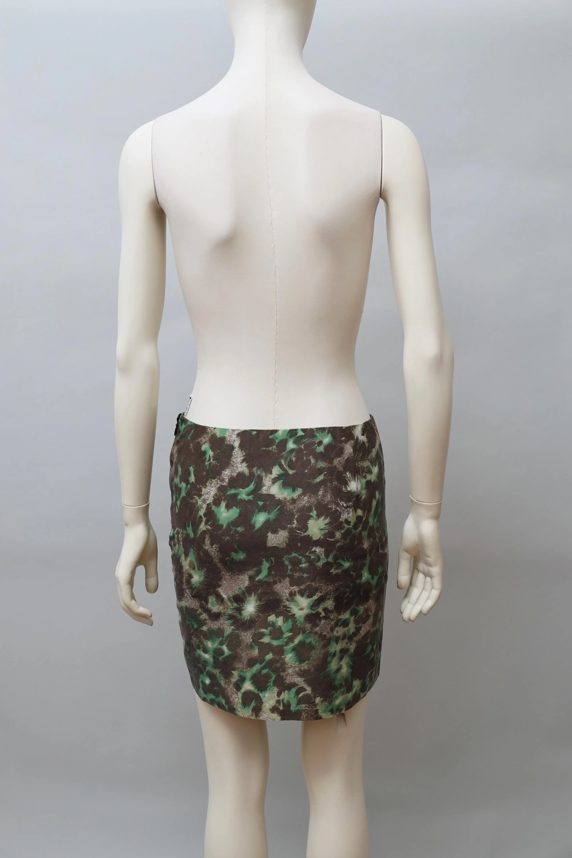 F/W 2001 Martine Sitbon green floral gouache print mini skirt