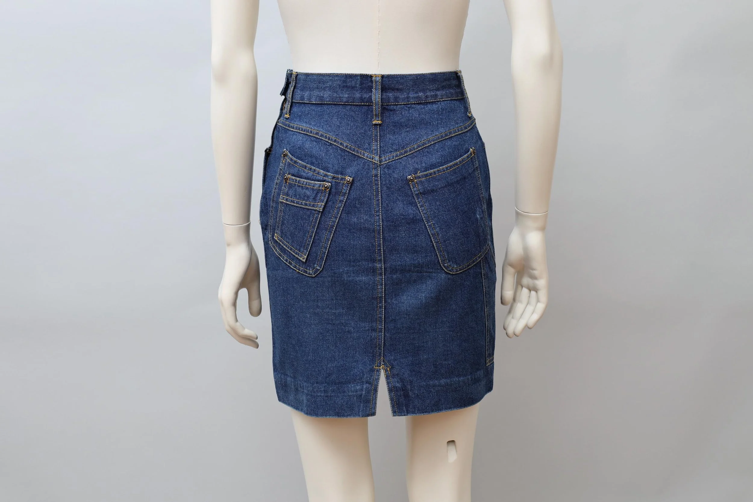 1980s Lolita Lempicka Bis lace-up front jeans skirt