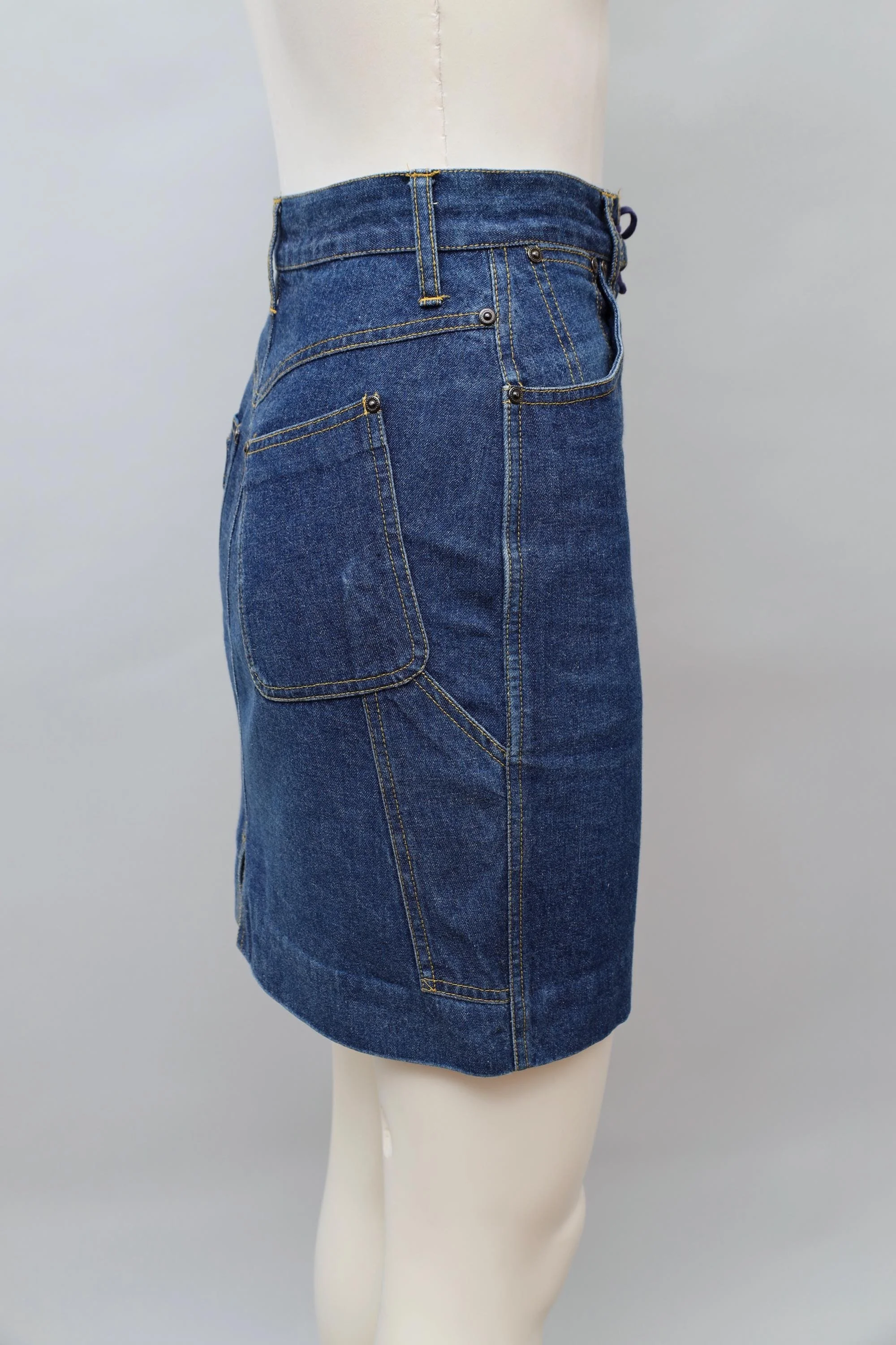1980s Lolita Lempicka Bis lace-up front jeans skirt