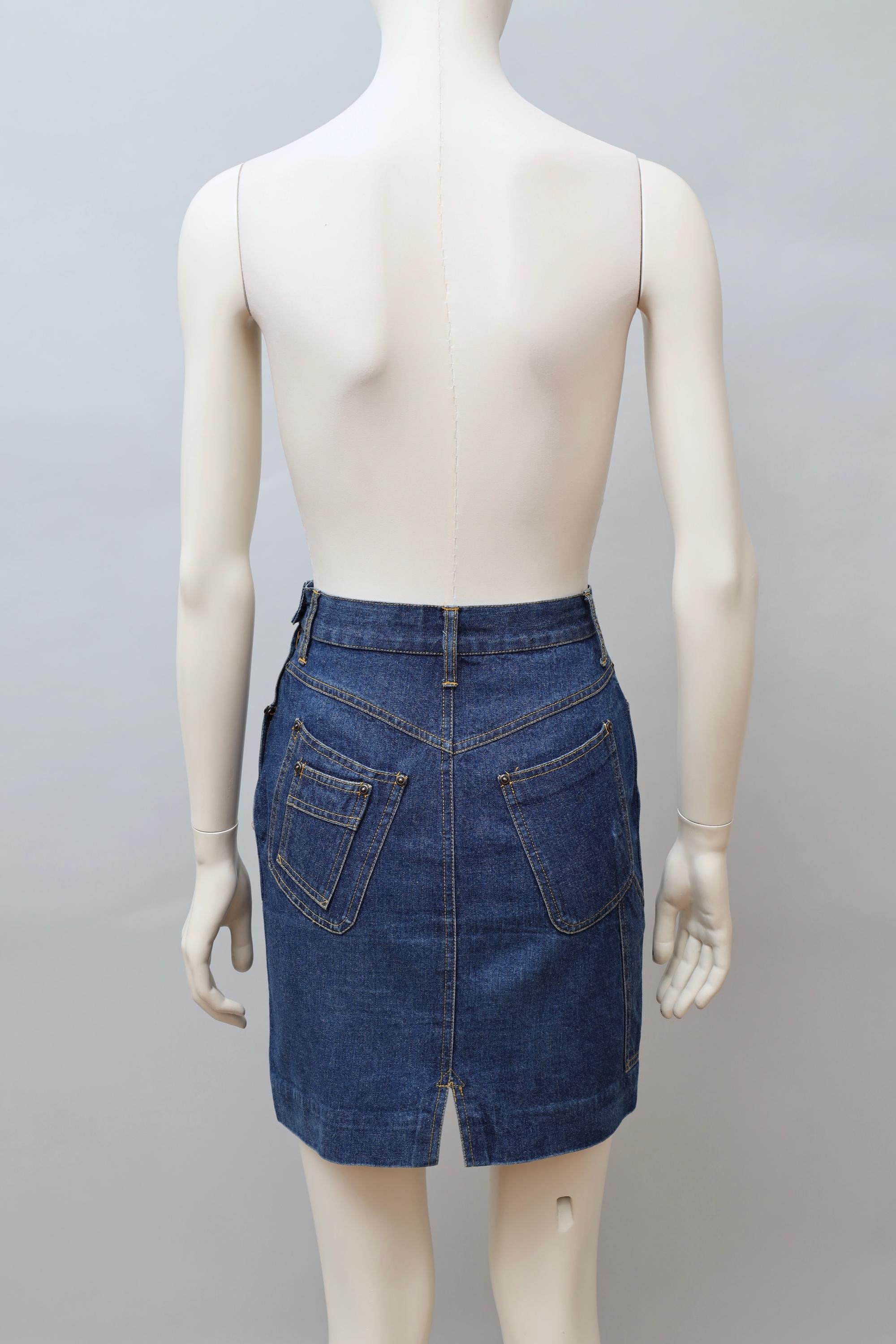 1980s Lolita Lempicka Bis lace-up front jeans skirt