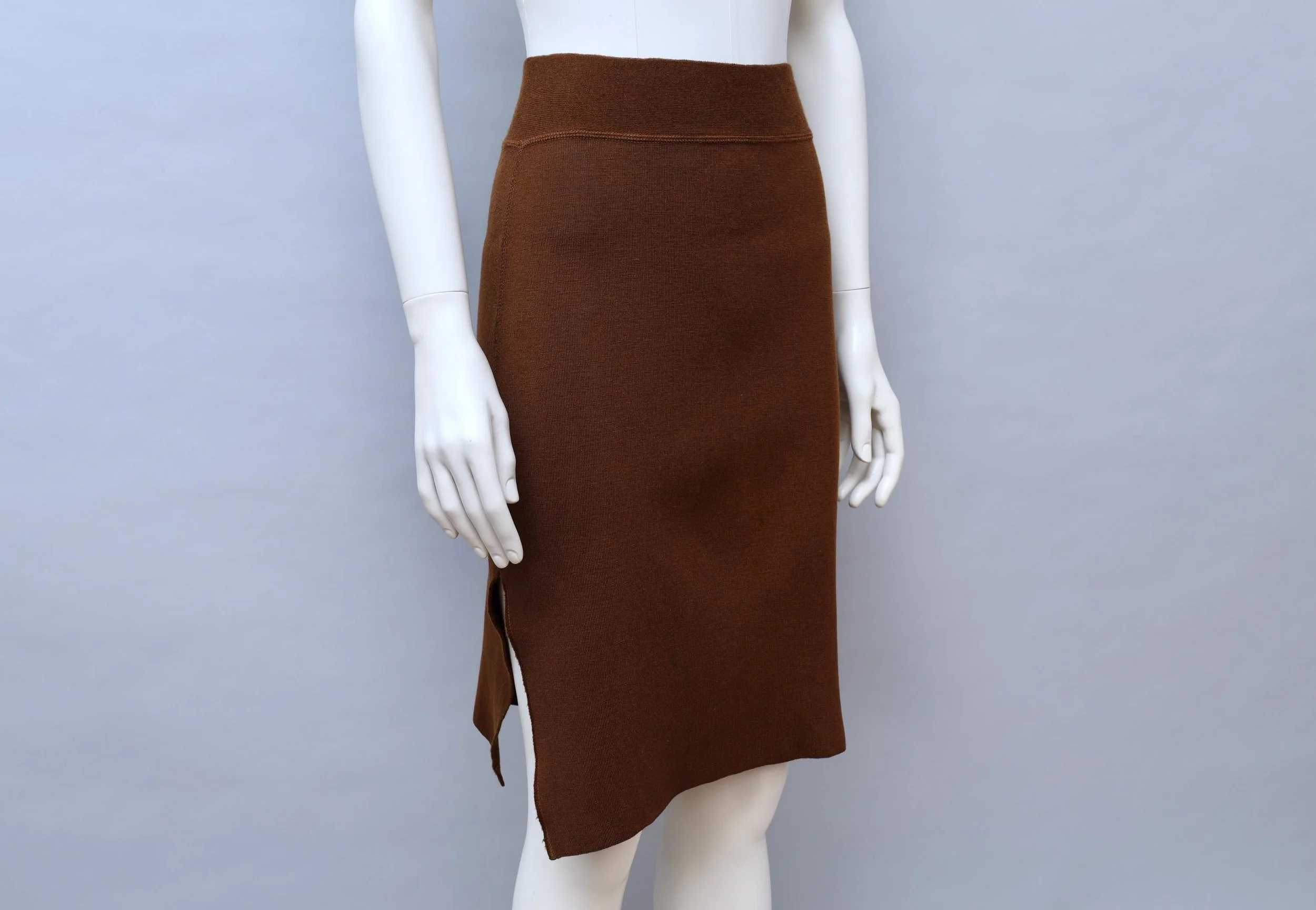 1980s Jean Paul Gaultier chocolate brown wool blend skirt