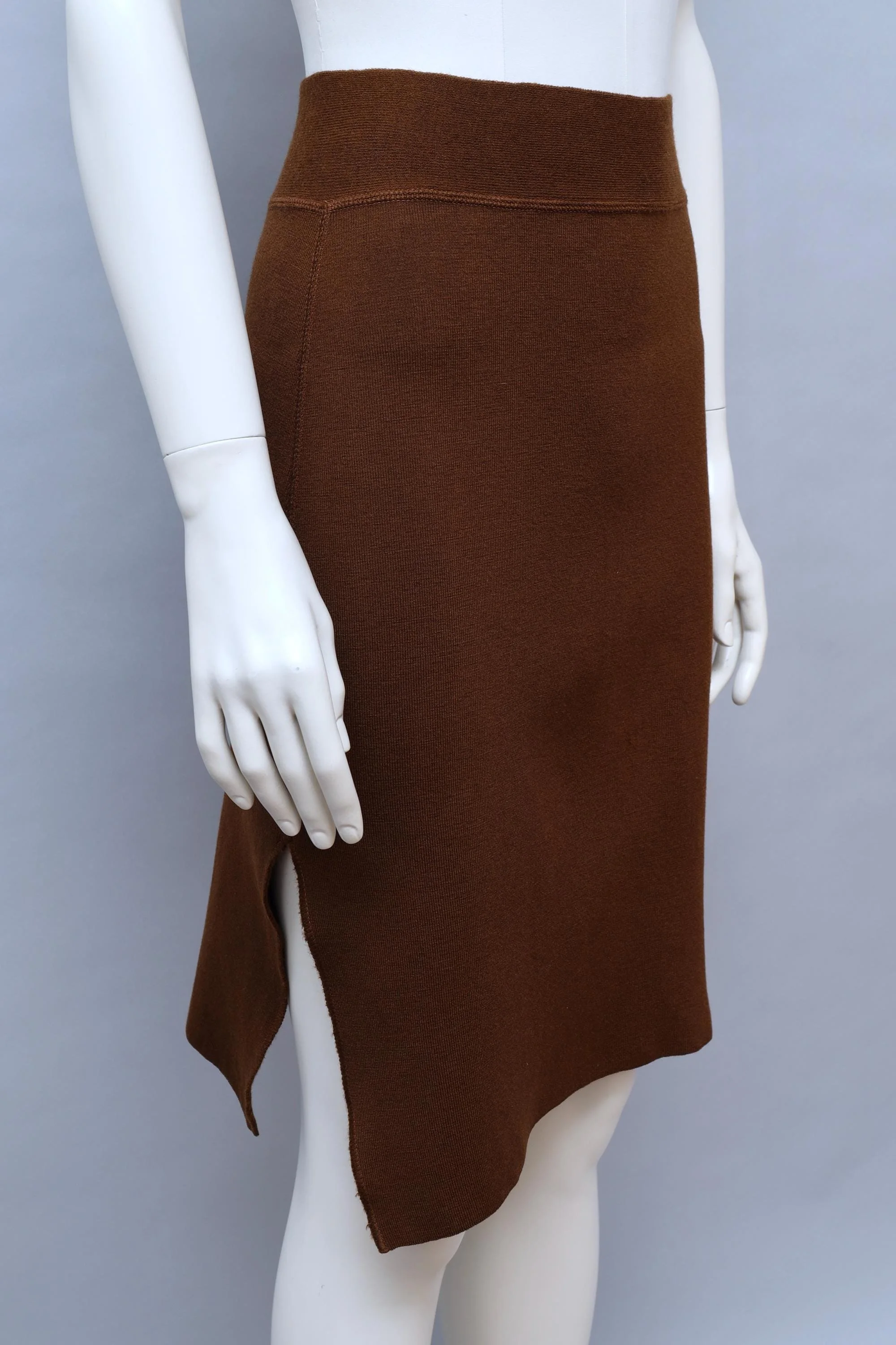 1980s Jean Paul Gaultier chocolate brown wool blend skirt