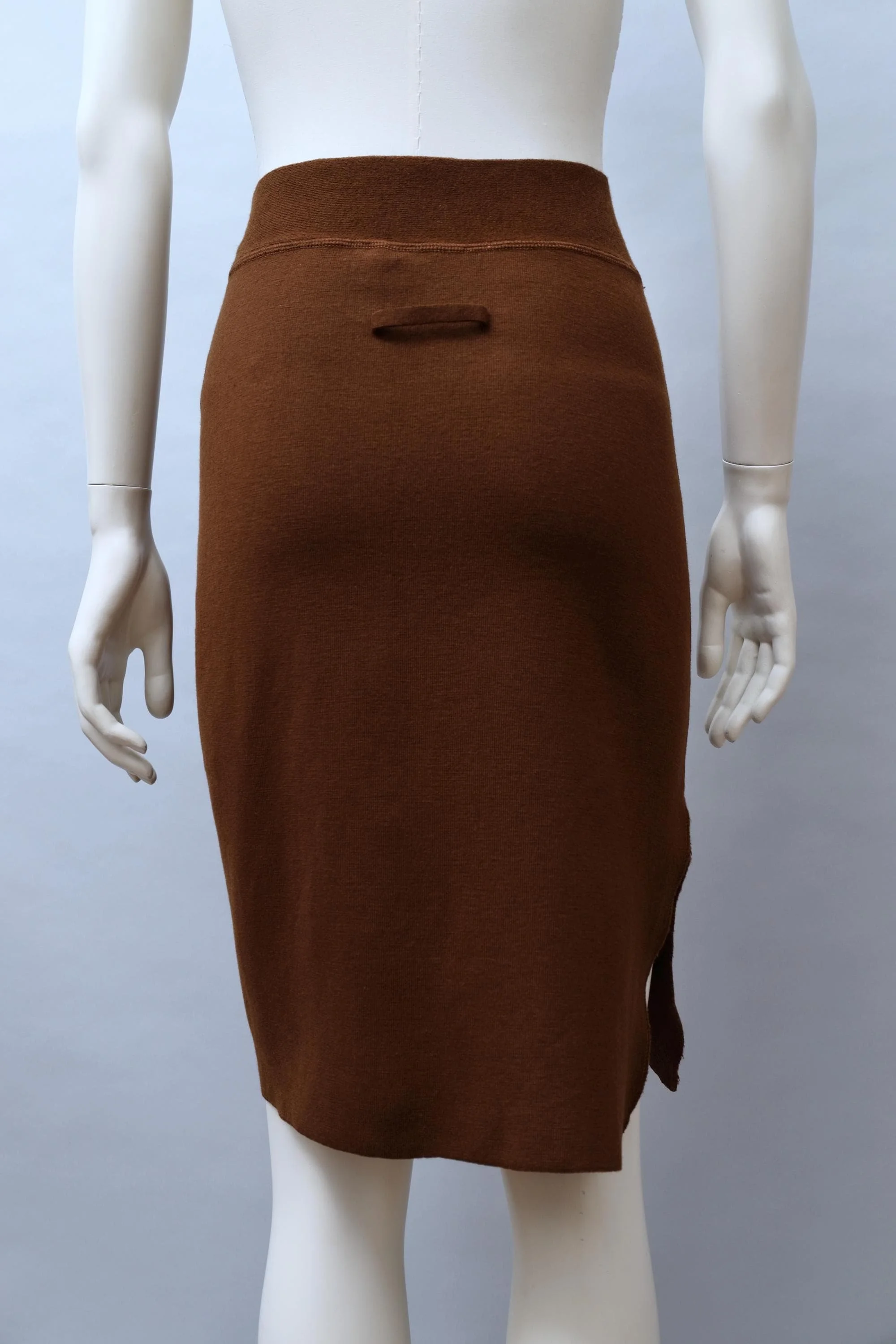 1980s Jean Paul Gaultier chocolate brown wool blend skirt