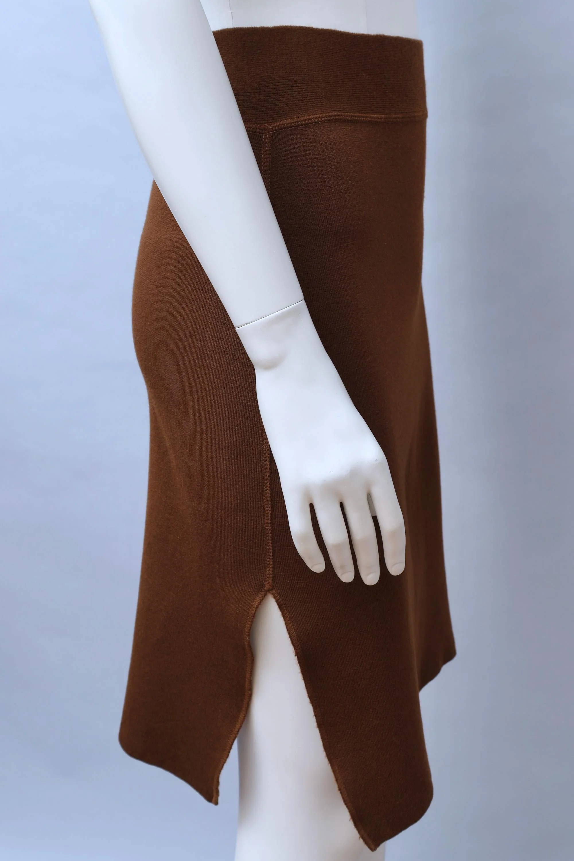 1980s Jean Paul Gaultier chocolate brown wool blend skirt