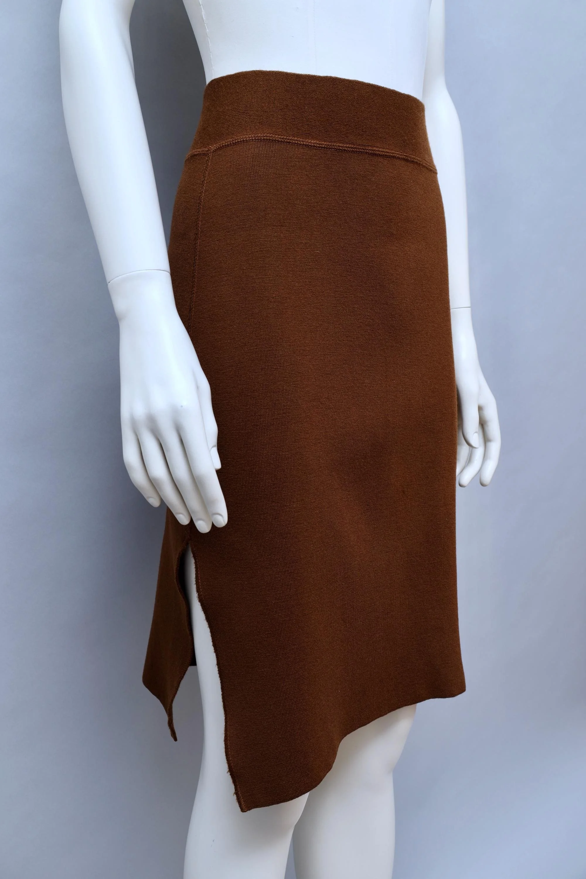 1980s Jean Paul Gaultier chocolate brown wool blend skirt