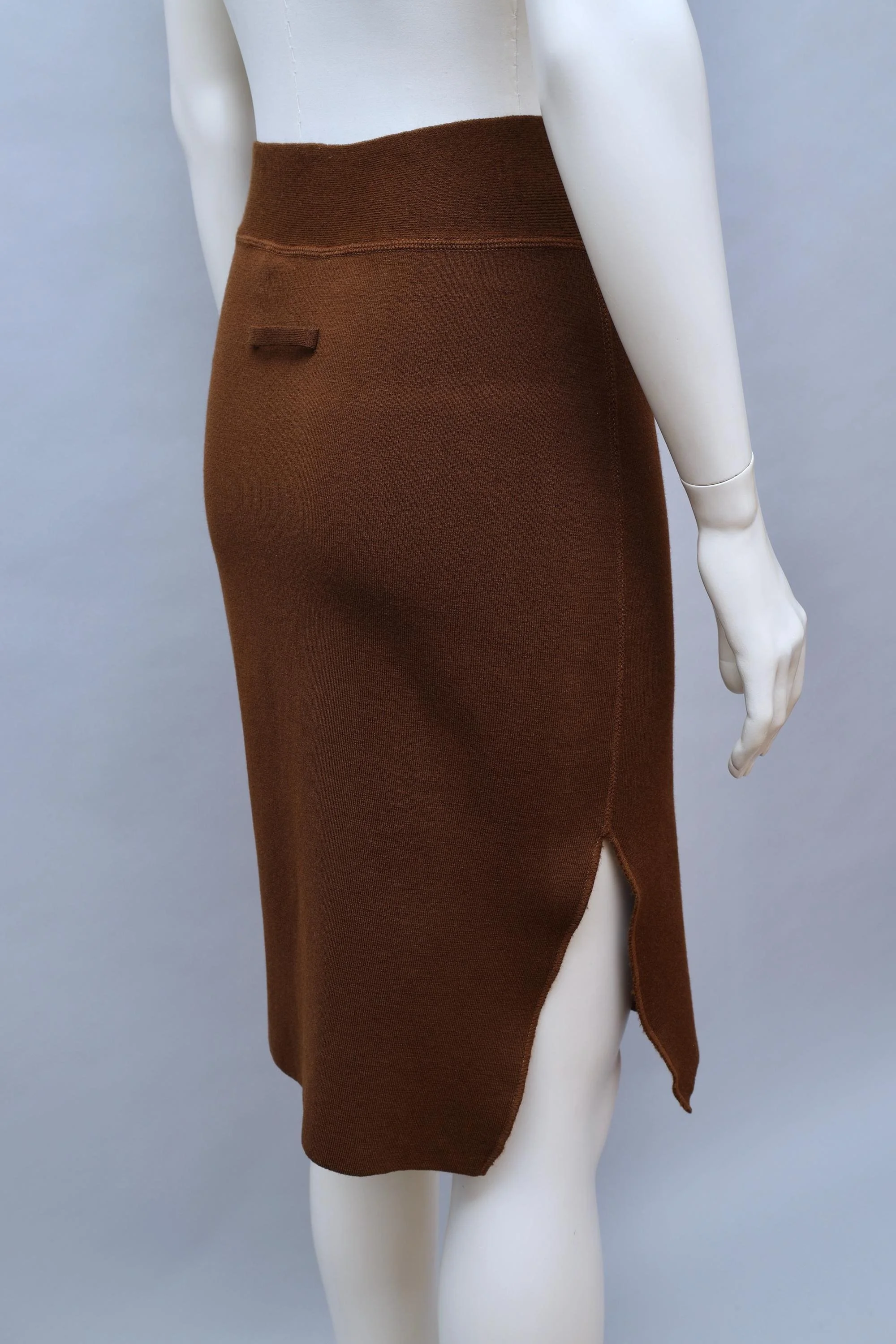 1980s Jean Paul Gaultier chocolate brown wool blend skirt