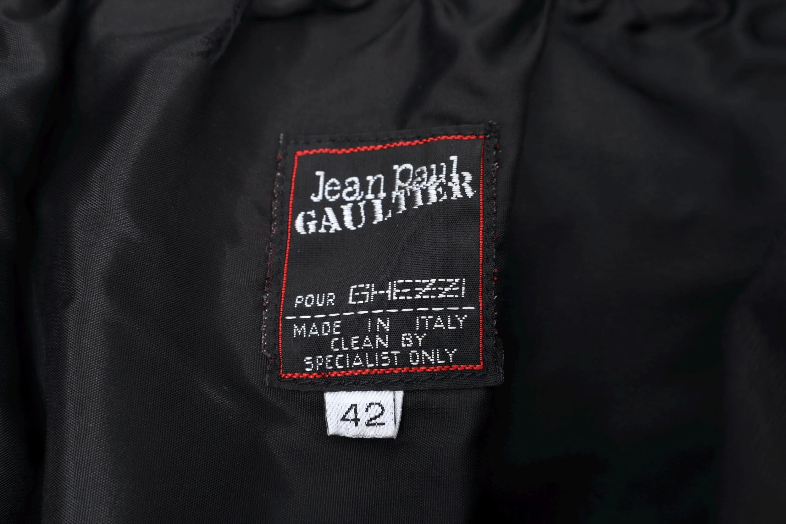 S/S 1986 Jean Paul Gaultier pour Ghezzi label tag