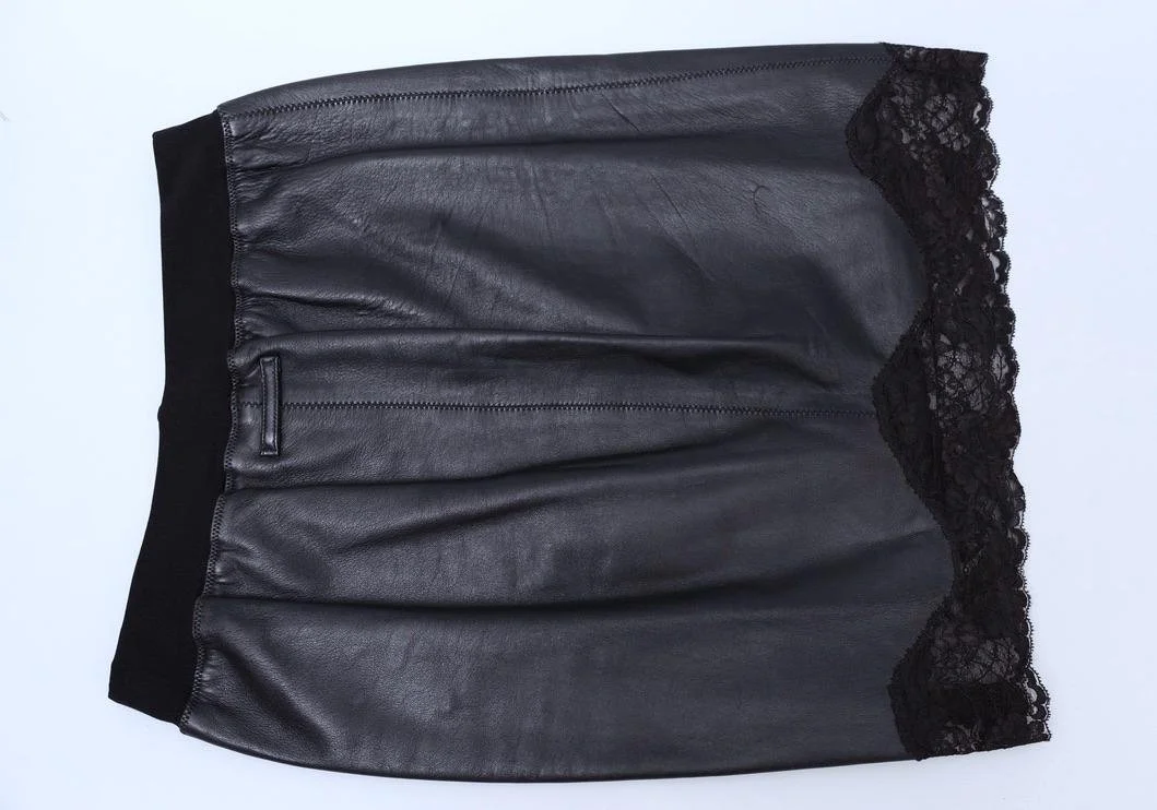 S/S 1986 Jean Paul Gaultier pour Ghezzi black leather slip skirt