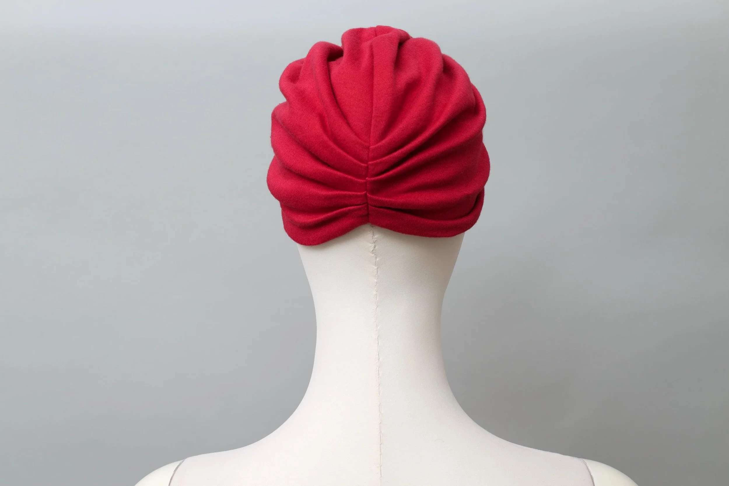 1980s Norma Kamali red cotton turban