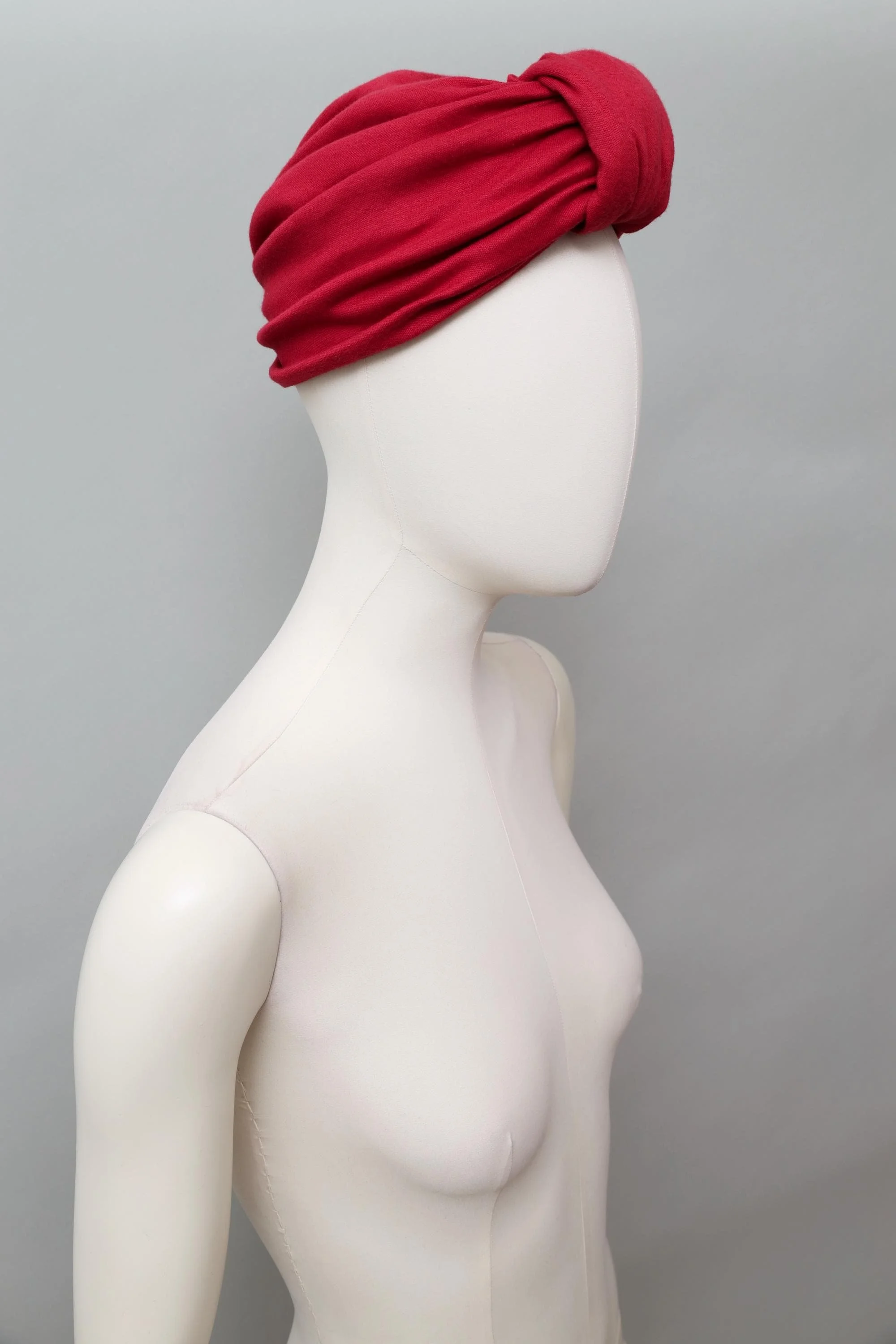 1980s Norma Kamali red cotton turban