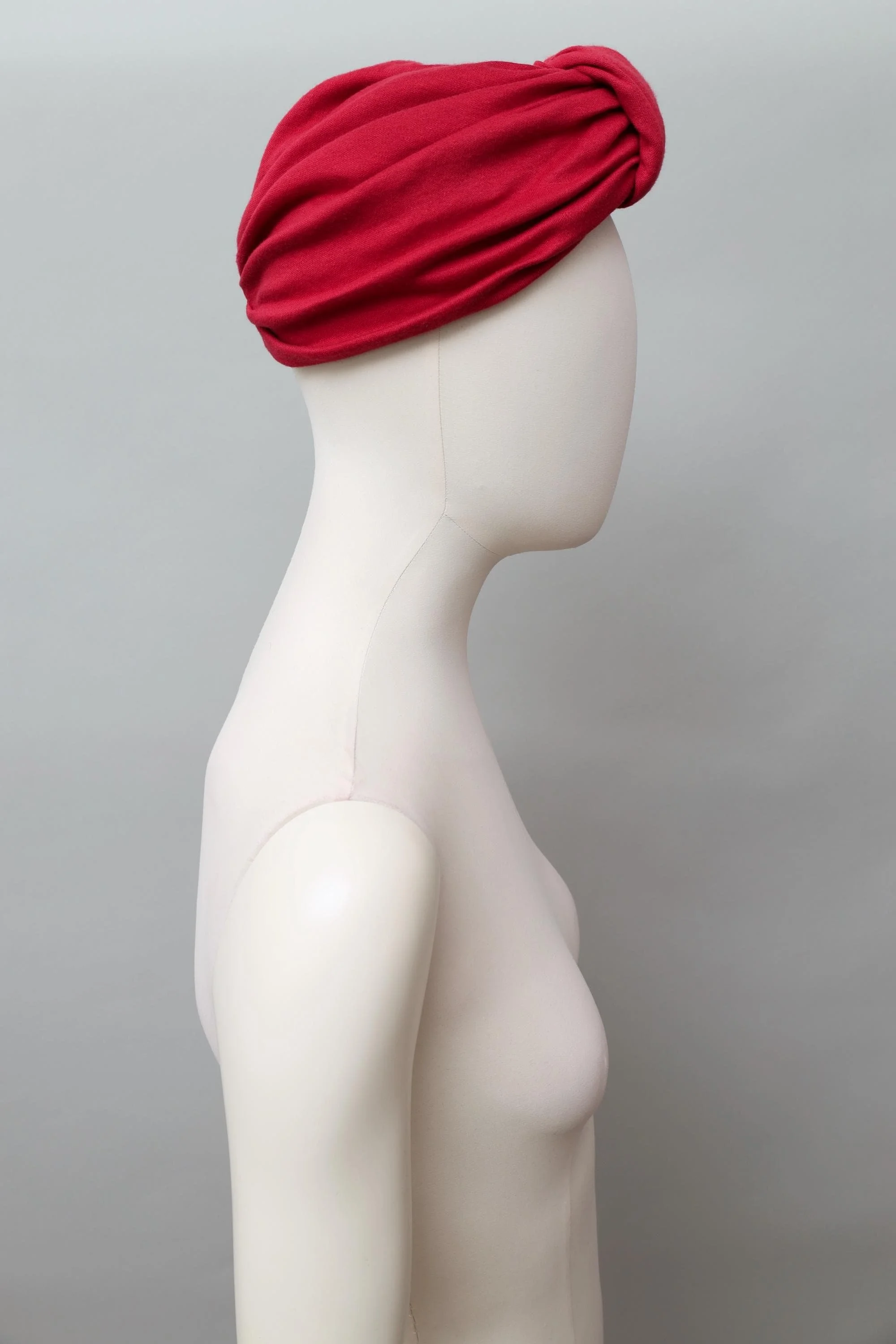 1980s Norma Kamali red cotton turban