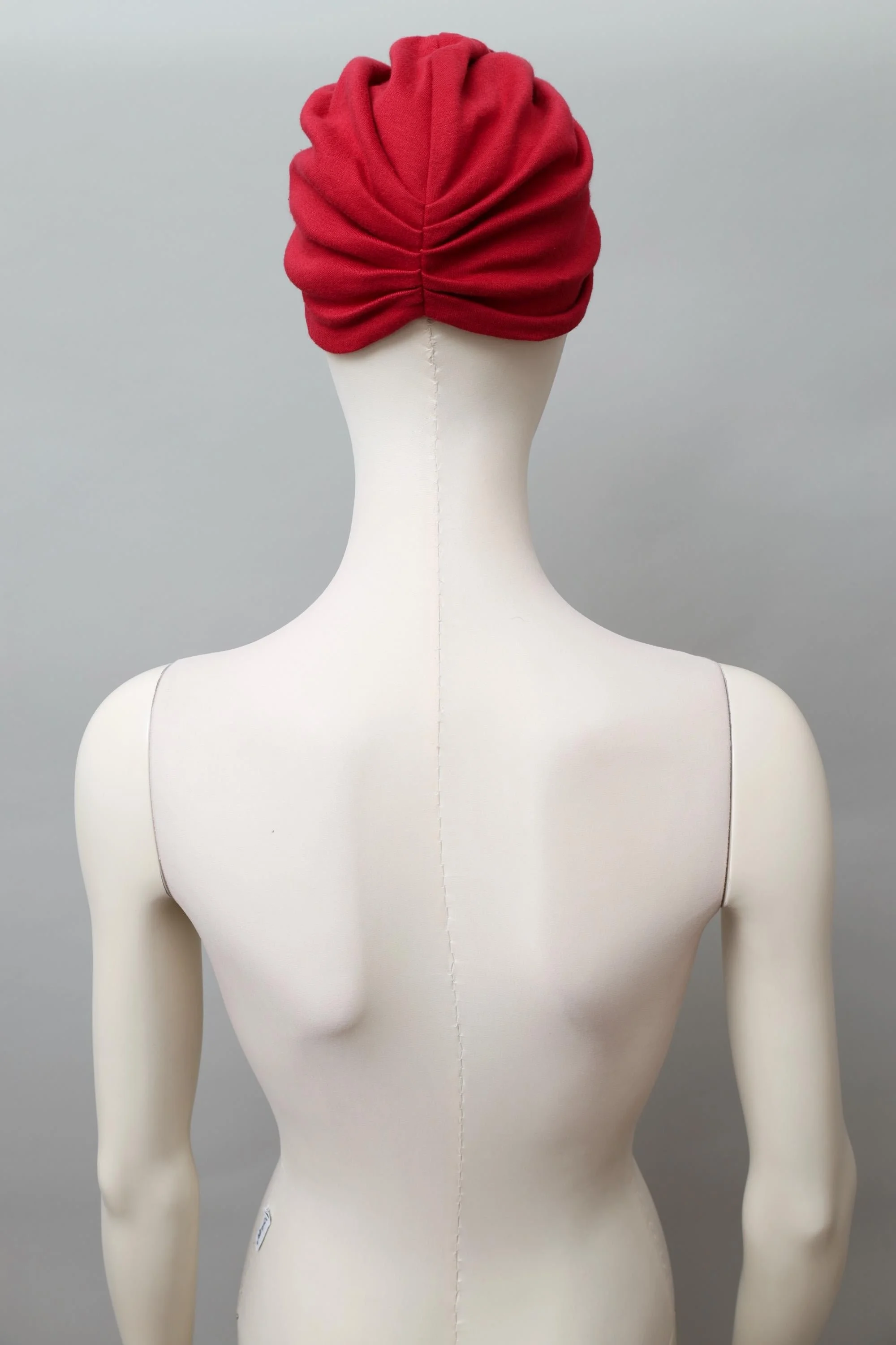1980s Norma Kamali red cotton turban