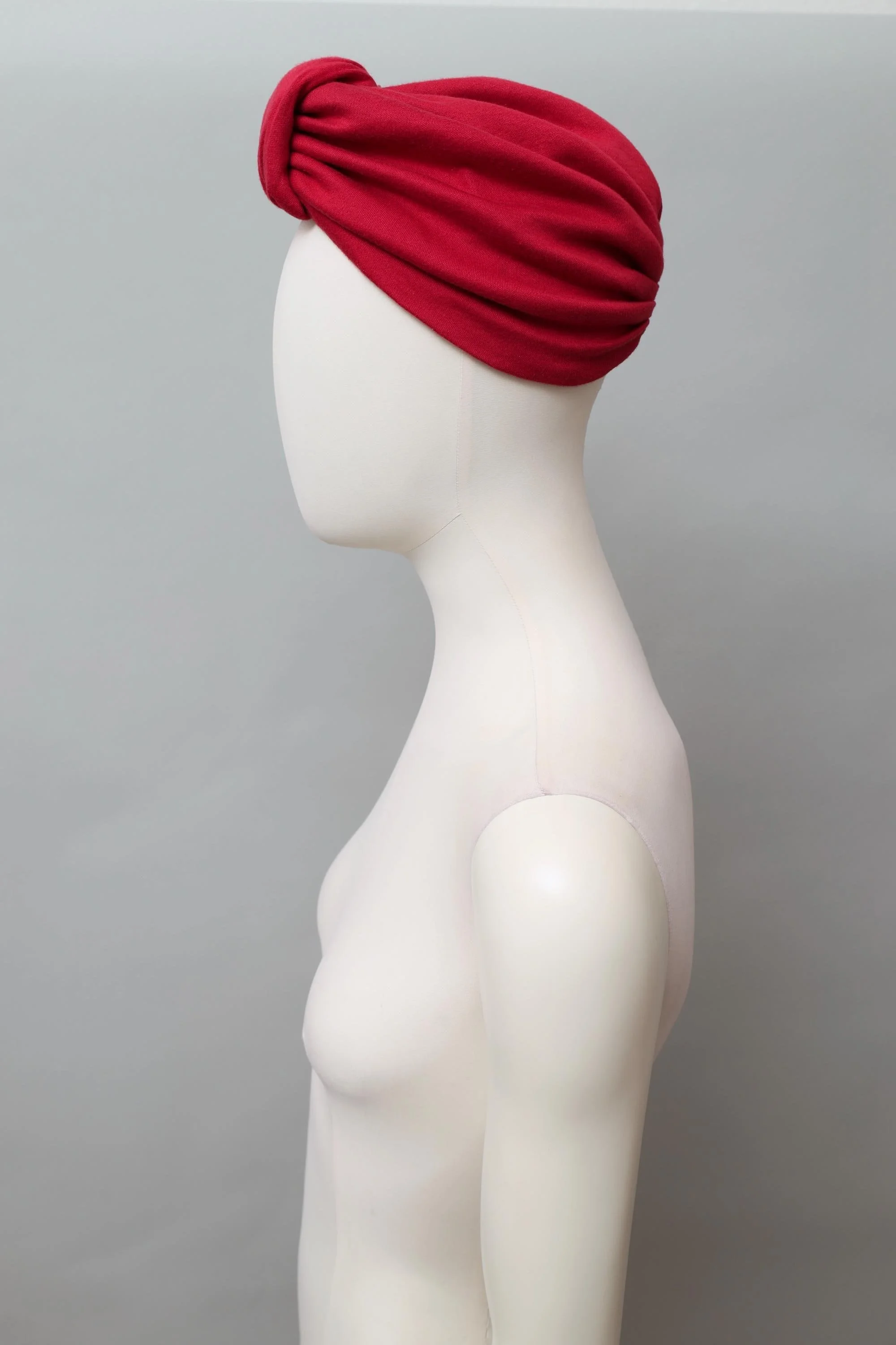 1980s Norma Kamali red cotton turban