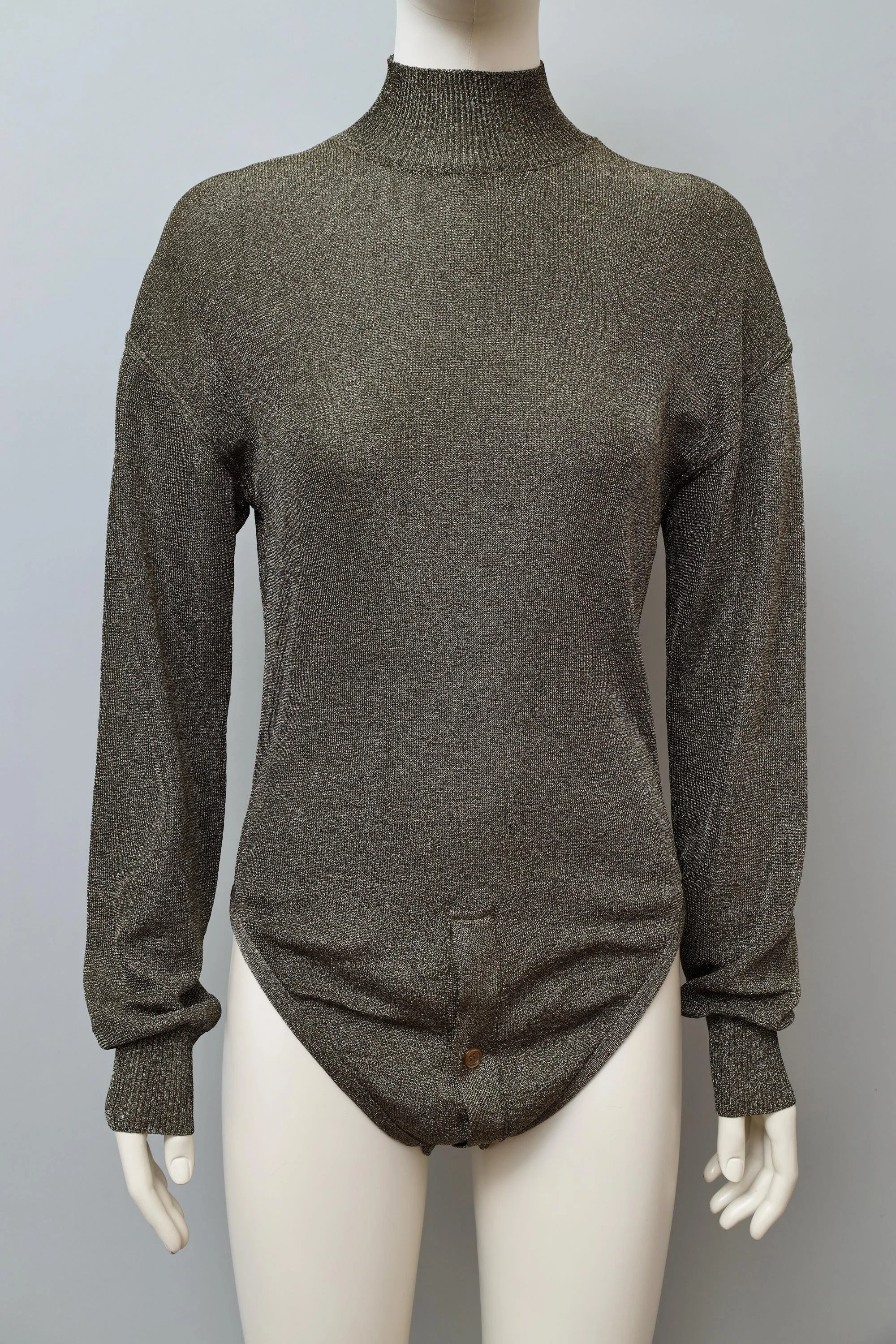 1990s Angelo Tarlazzi unisex gold lurex mock neck bodysuit