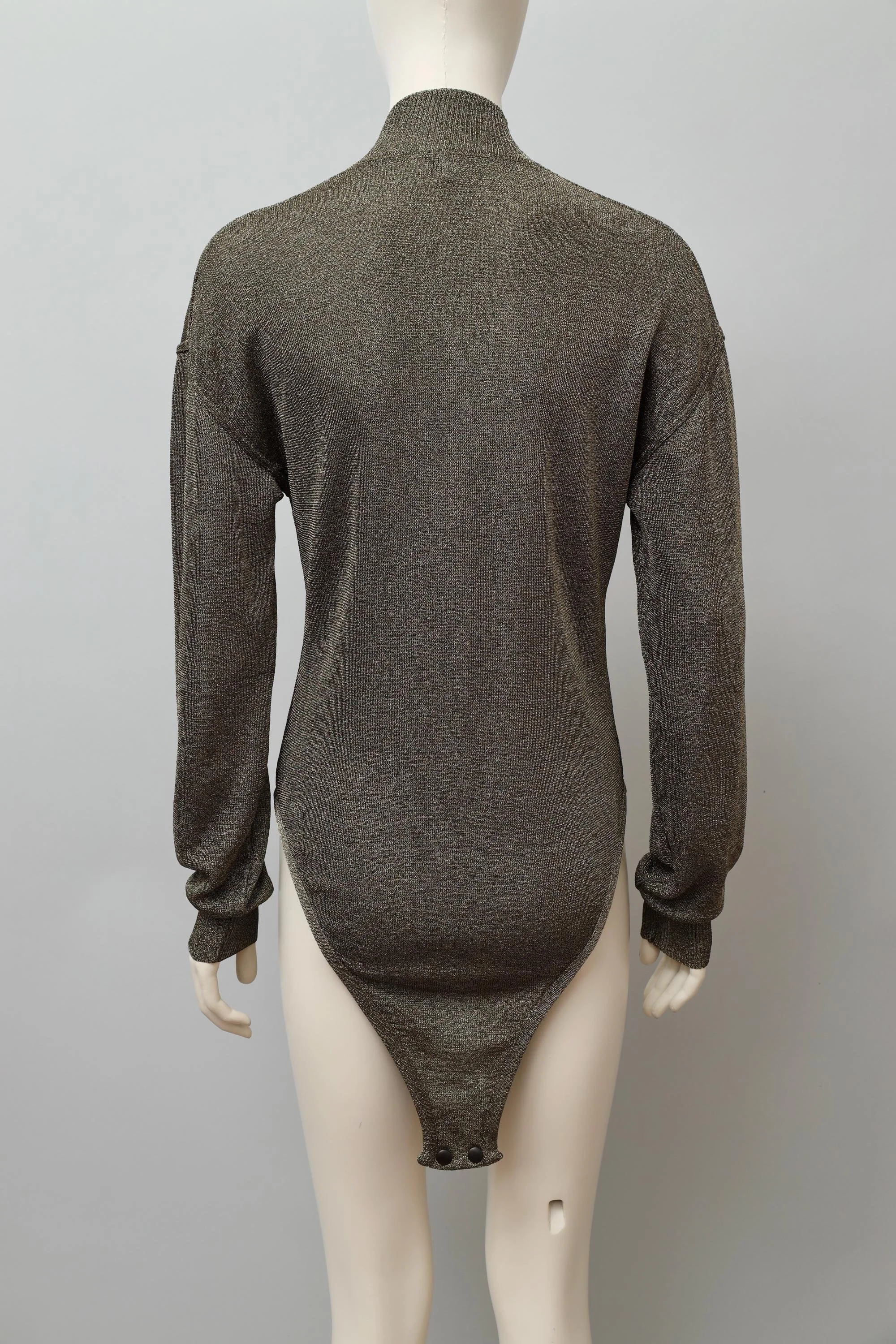 1990s Angelo Tarlazzi unisex gold lurex mock neck bodysuit