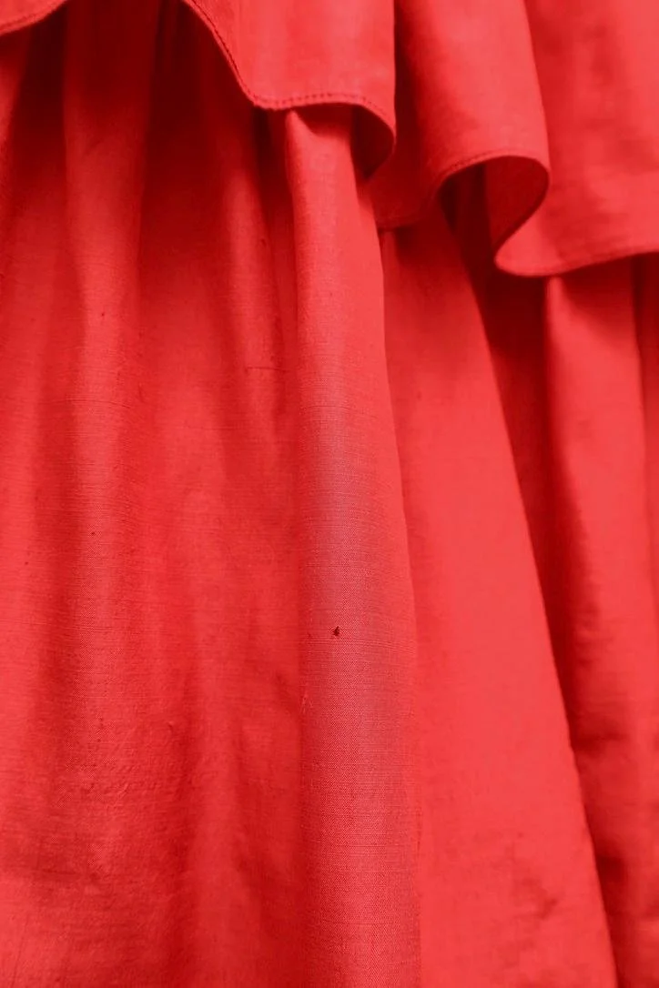 red raw silk detail