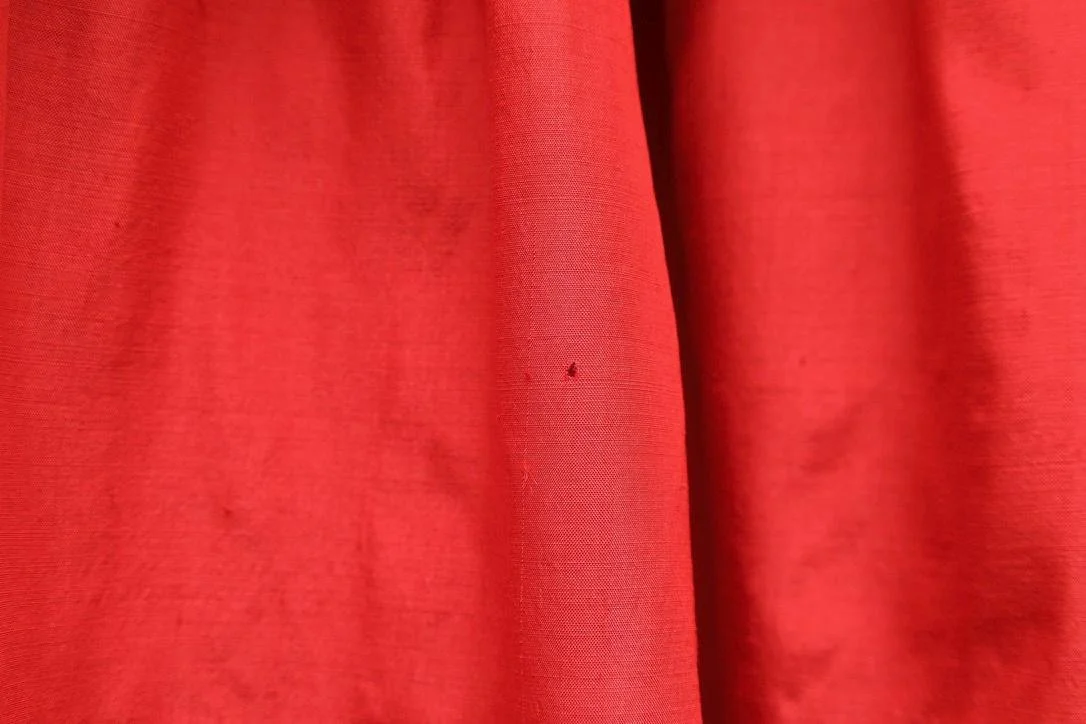 red raw silk detail
