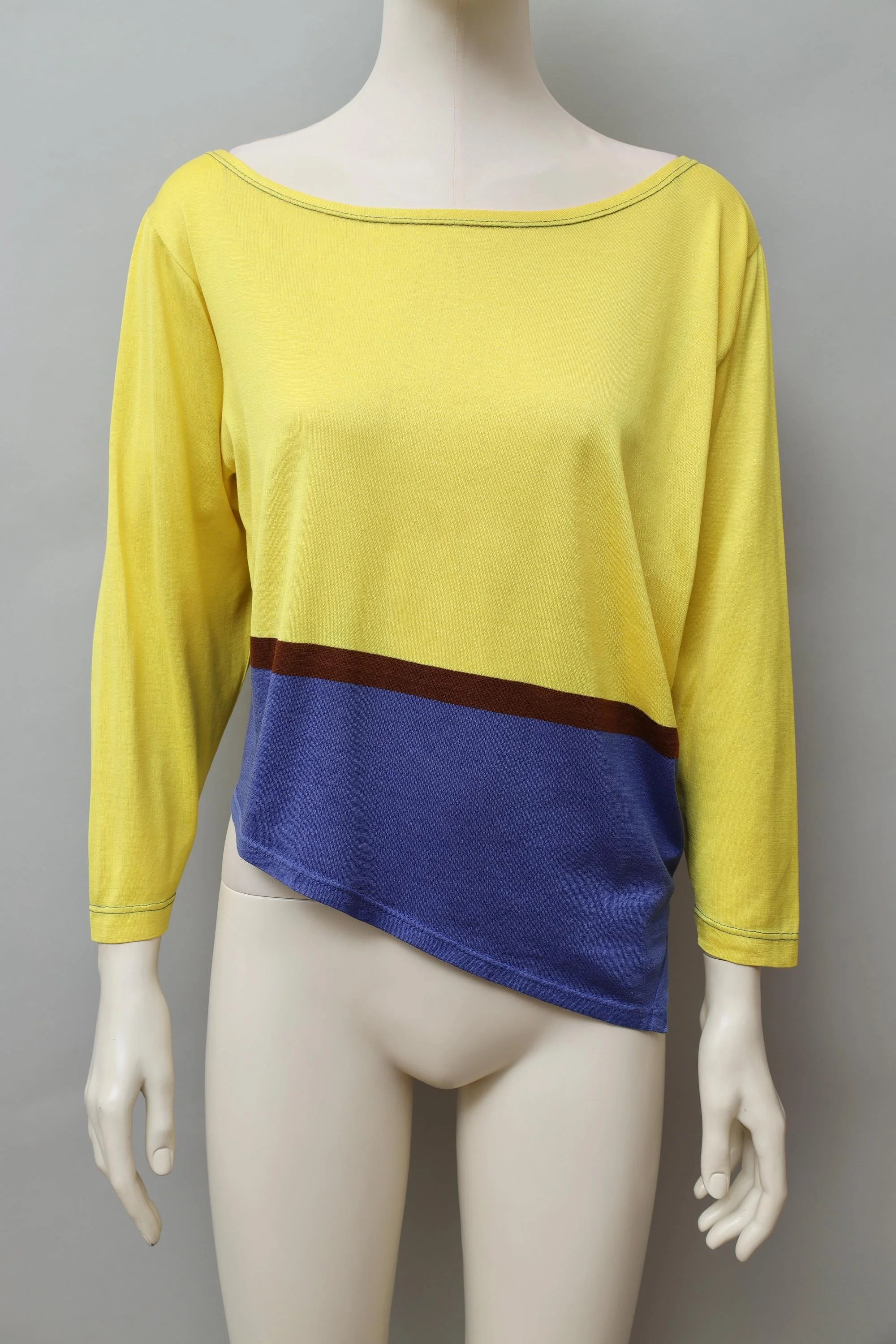 1980s Istante by Gianni Versace asymmetrical color block top