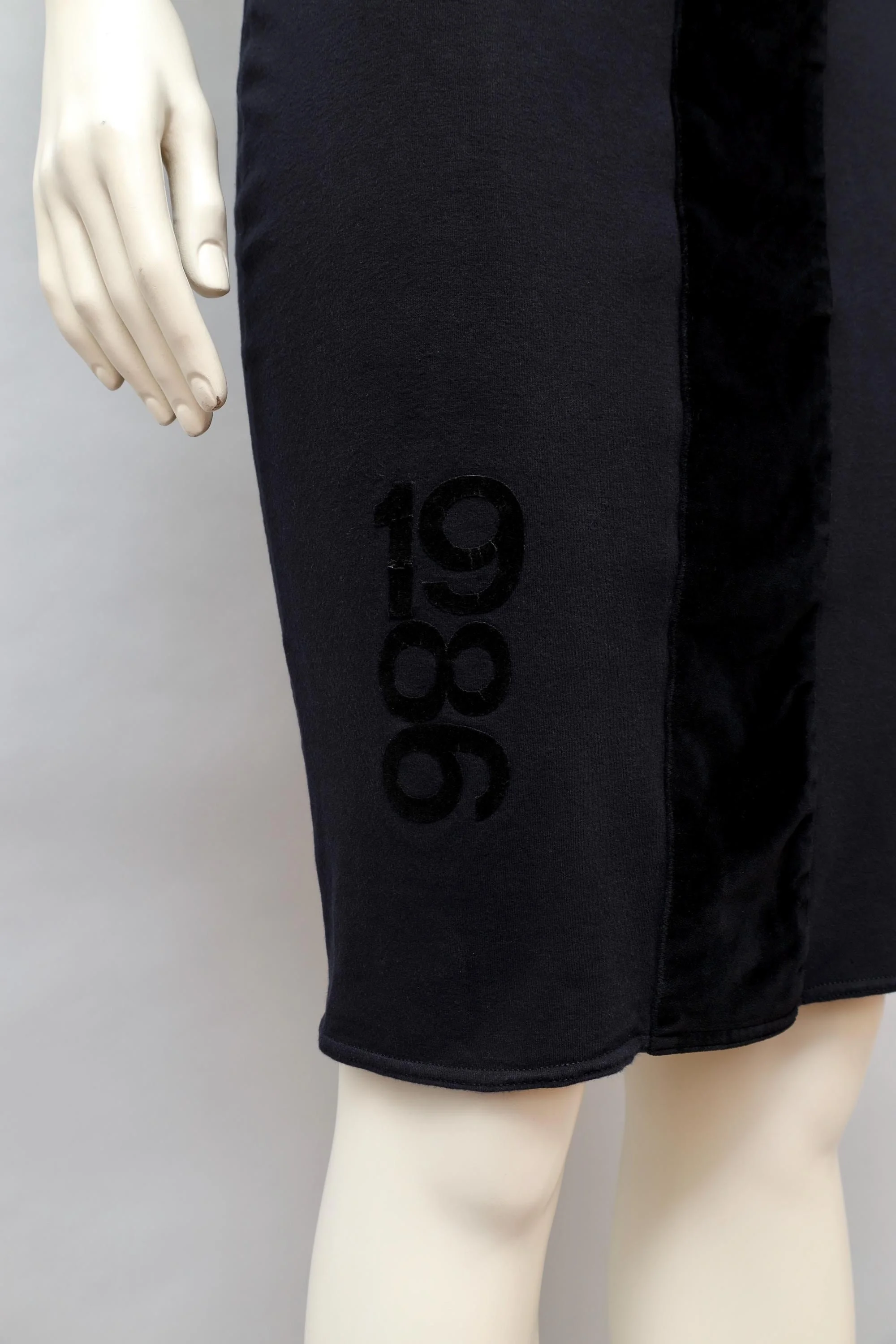 F/W 1986 Jean Paul Gaultier pour Gibo black stretch velvet stripe skirt