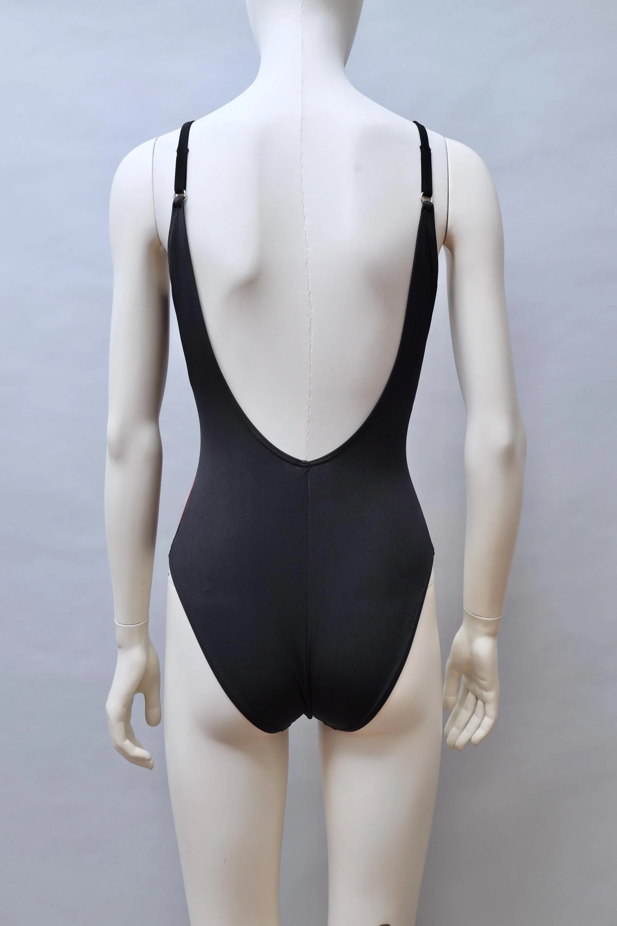 black trompe l'oeil corset swimsuit back