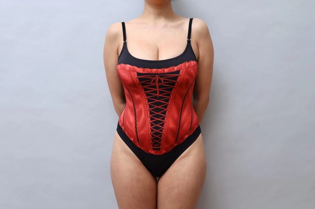2000s Chantal Thomass trompe l'oeil corset swimsuit