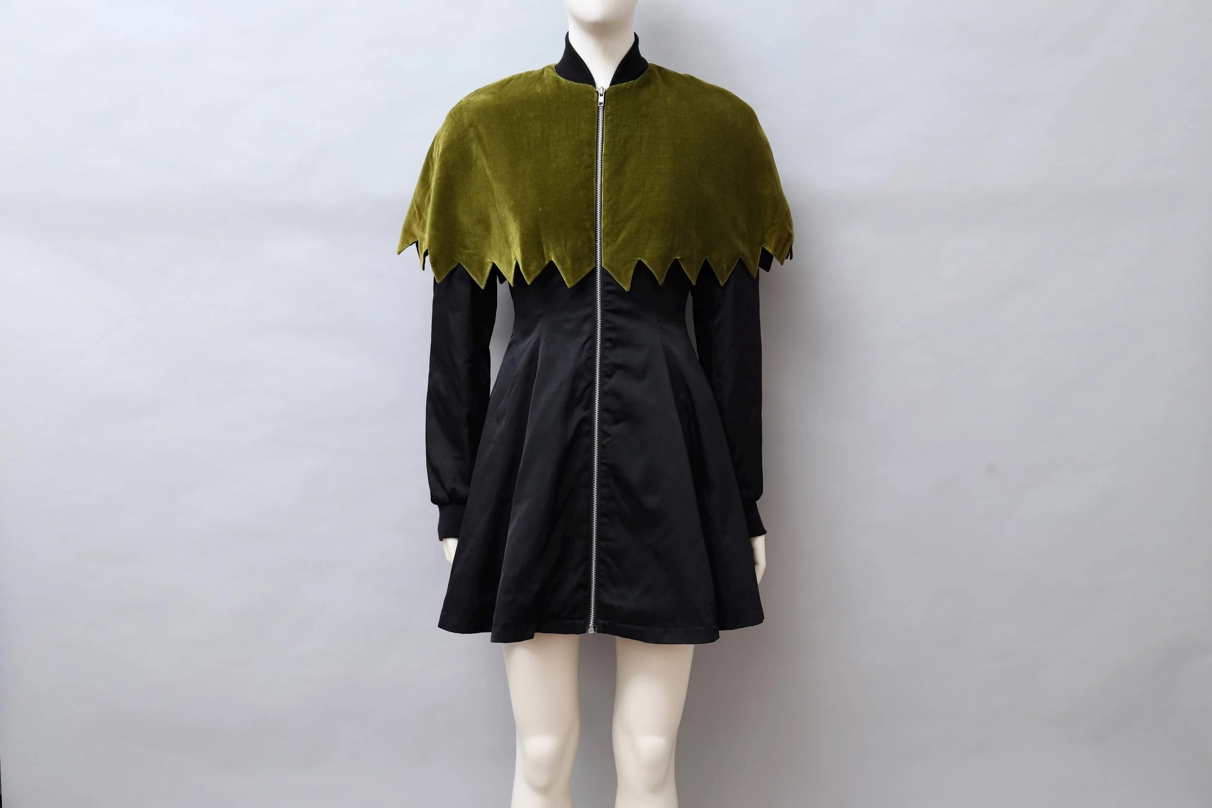 1990s Aquagirl by Fayçal Amor jagged green velvet capelet coat