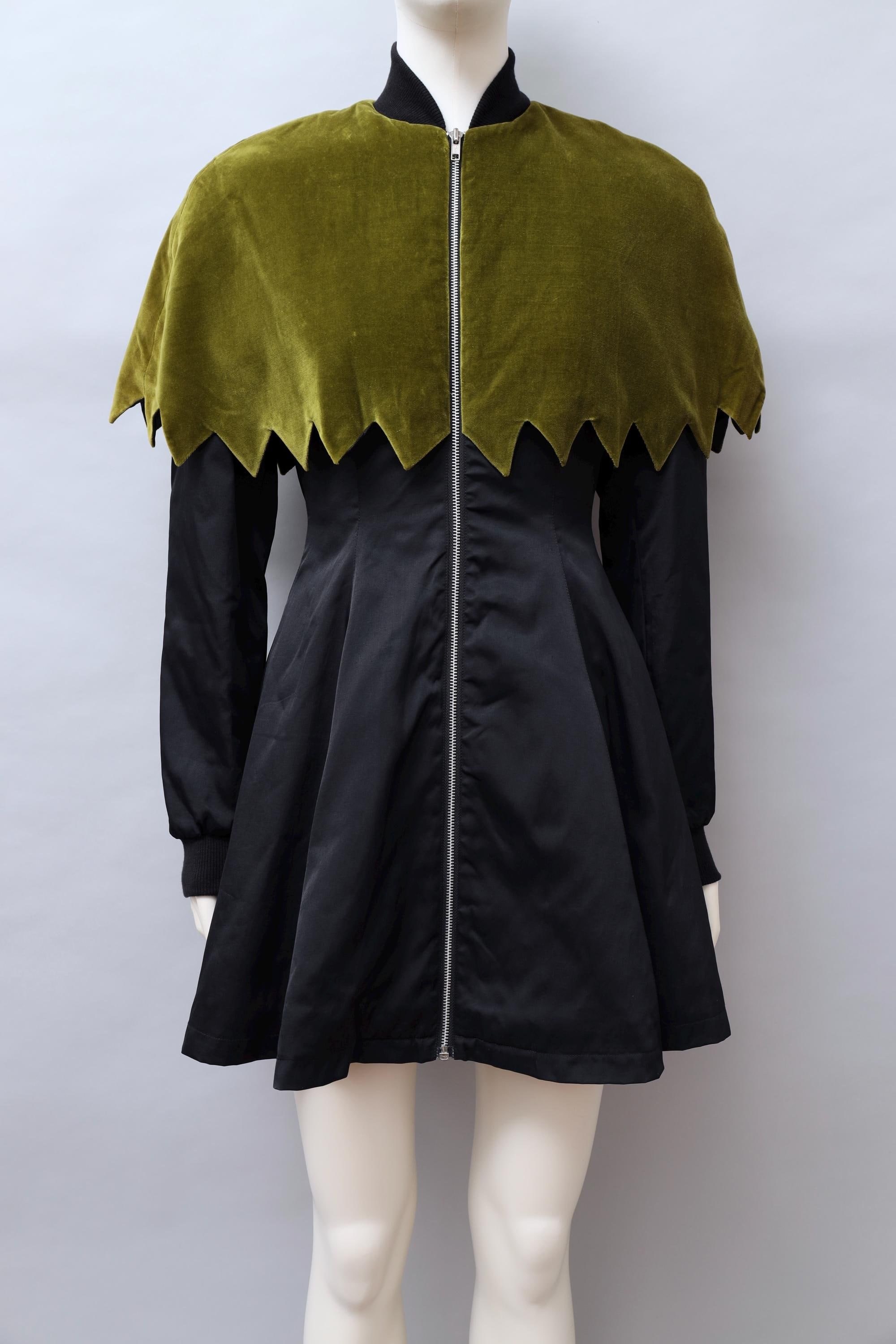 1990s Aquagirl by Fayçal Amor jagged green velvet capelet coat