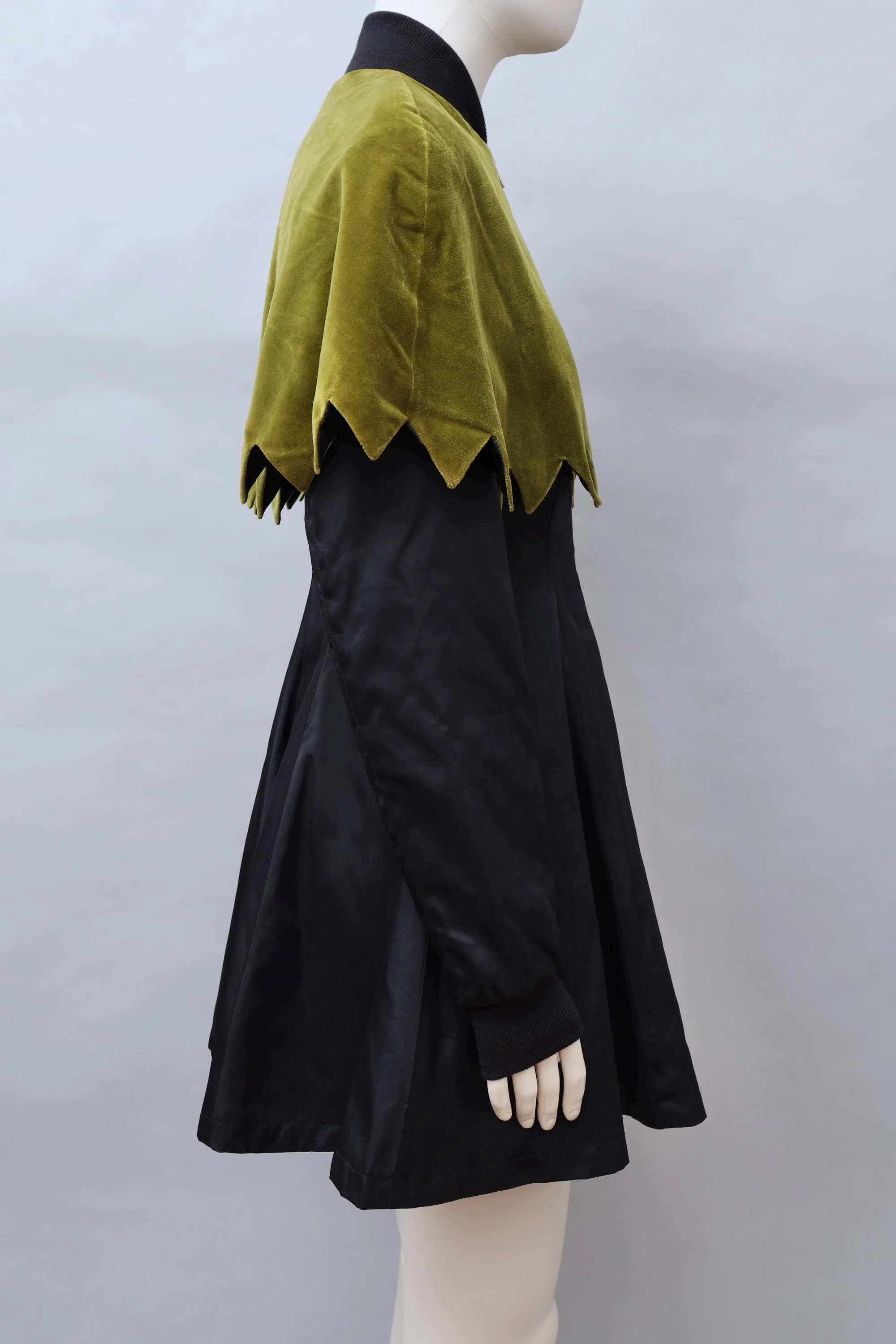 1990s Aquagirl by Fayçal Amor jagged green velvet capelet coat