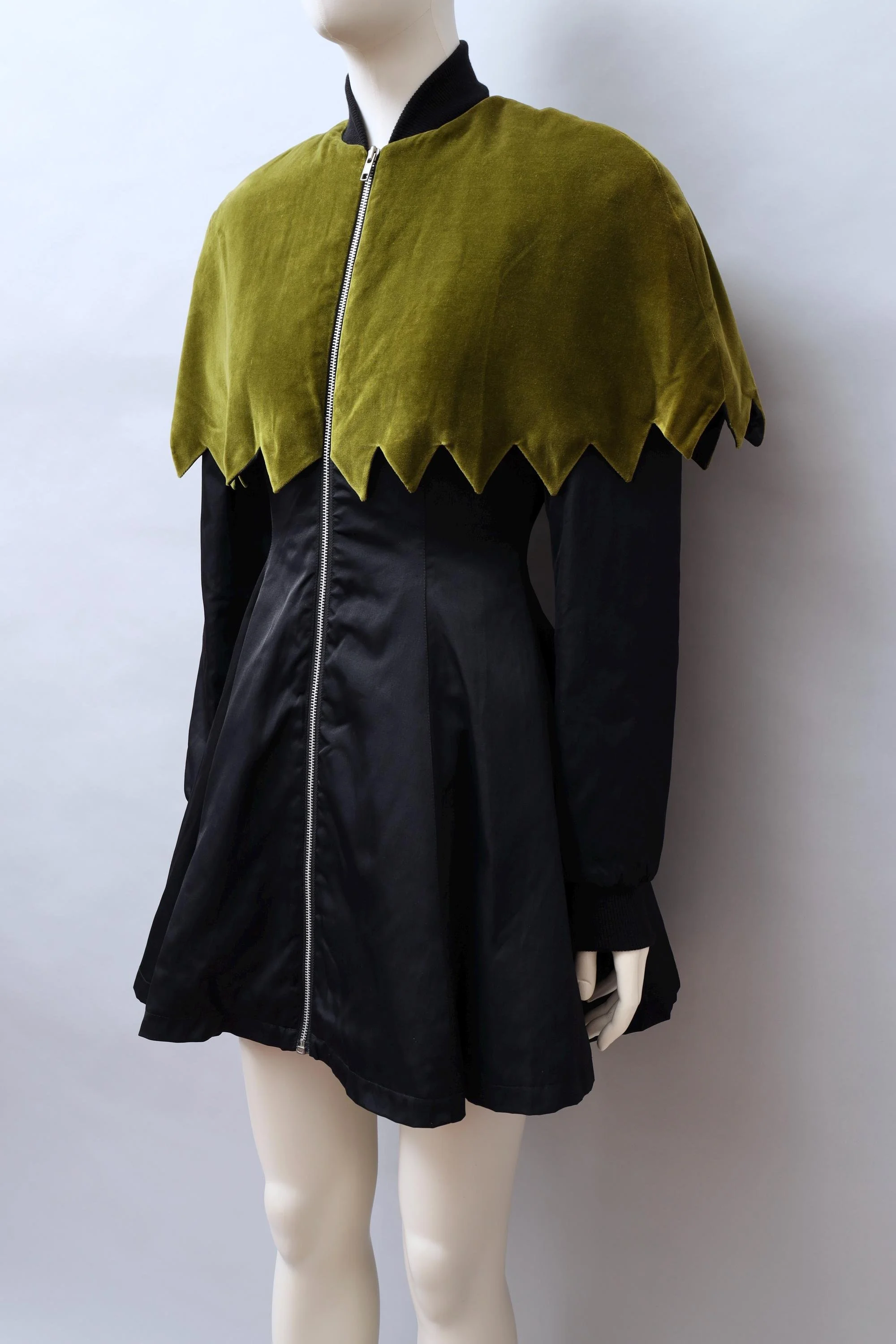 1990s Aquagirl by Fayçal Amor jagged green velvet capelet coat