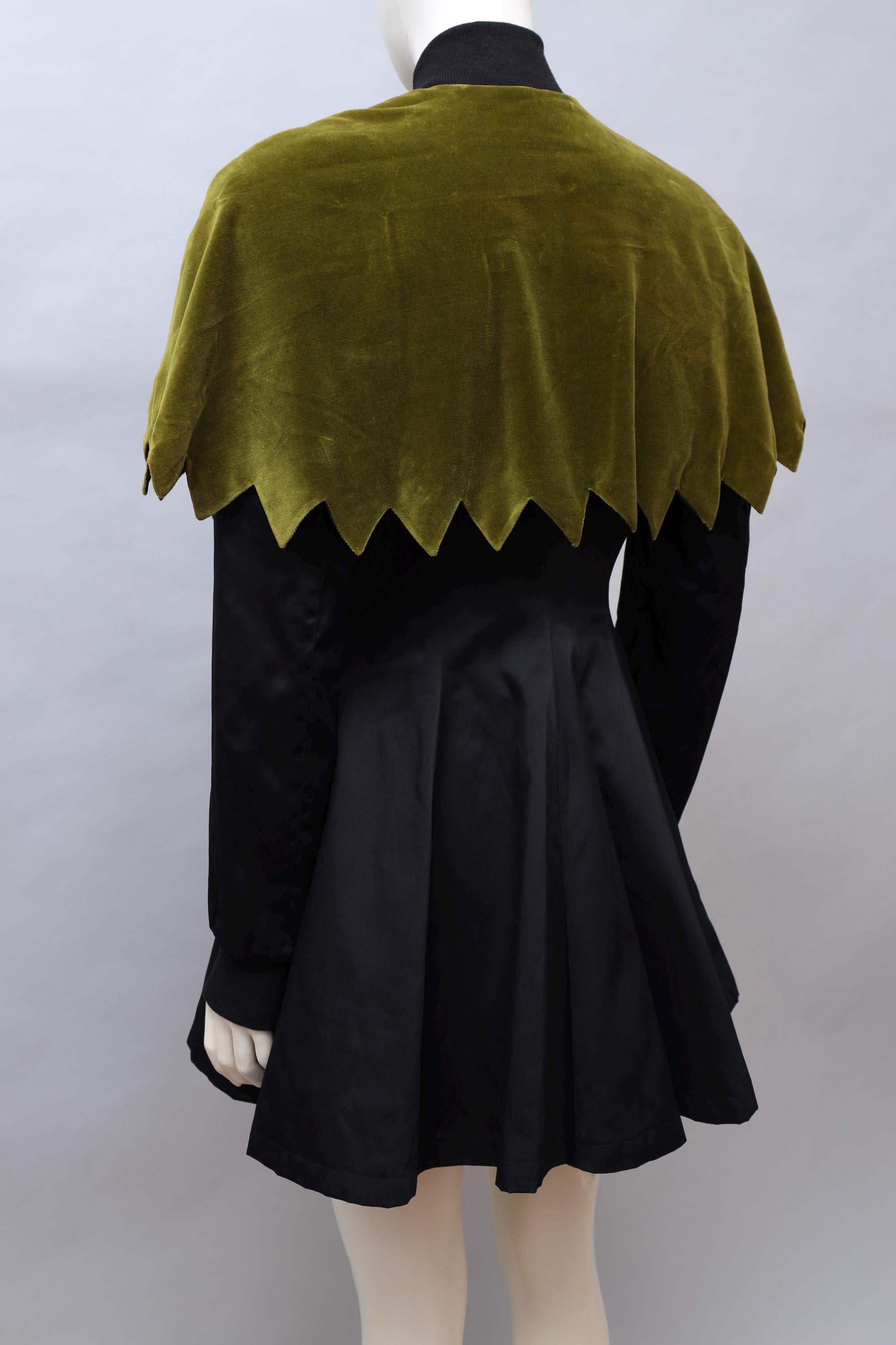 1990s Aquagirl by Fayçal Amor jagged green velvet capelet coat