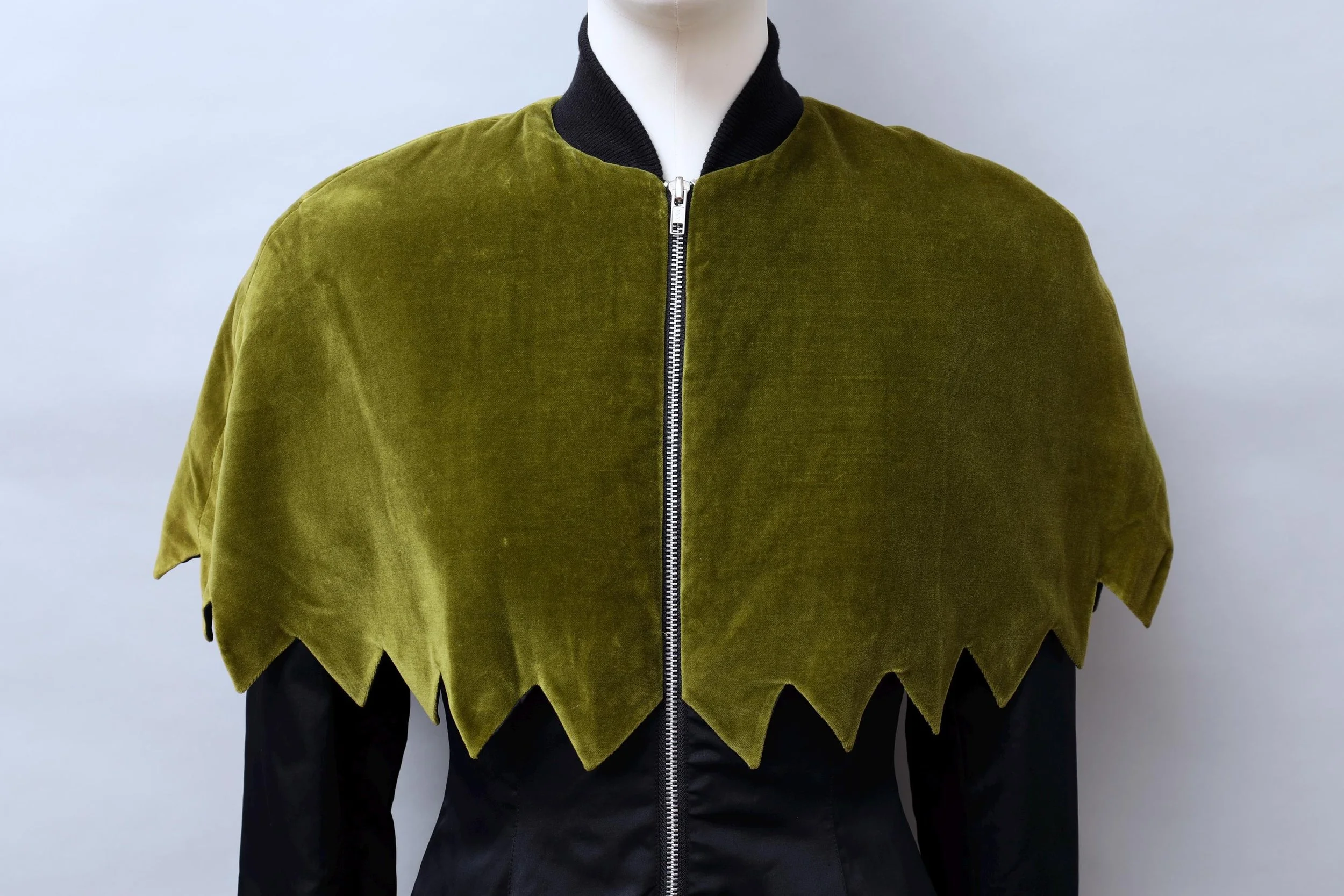 1990s Aquagirl by Fayçal Amor jagged green velvet capelet