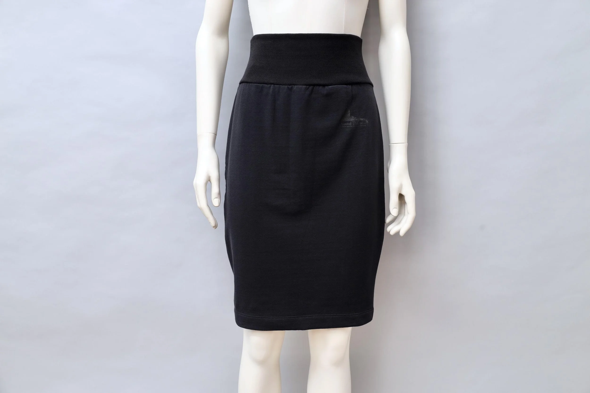 late 1980s / early 1990s Chantal Thomass black cotton fleece trompe l'oeil lace up skirt
