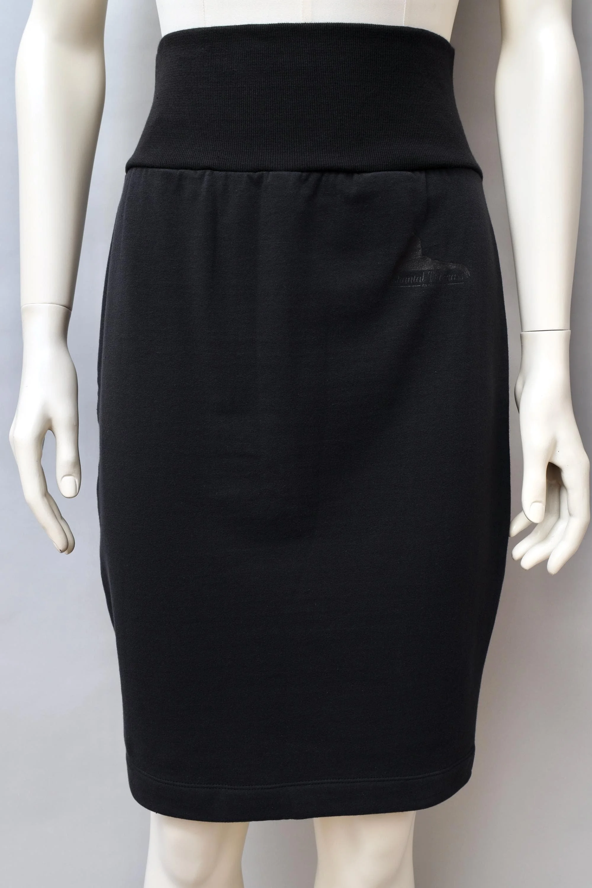 late 1980s / early 1990s Chantal Thomass black cotton fleece trompe l'oeil lace up skirt