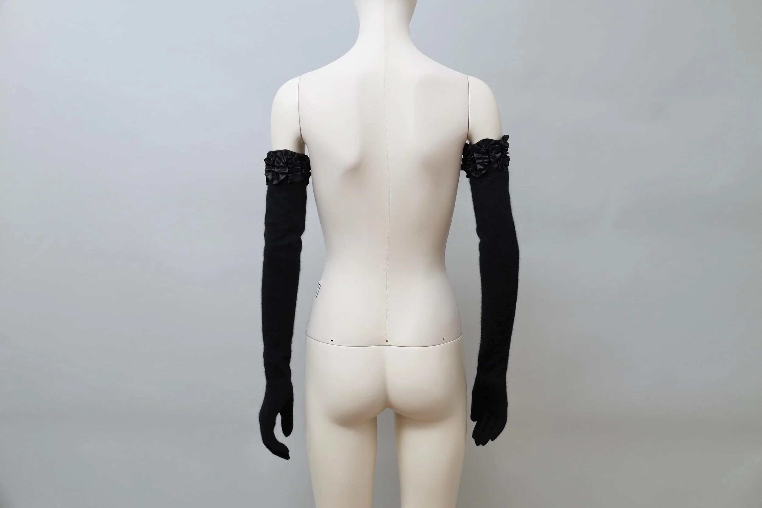 1980s Chantal Thomass angora cashmere ruched ribbon opera gloves