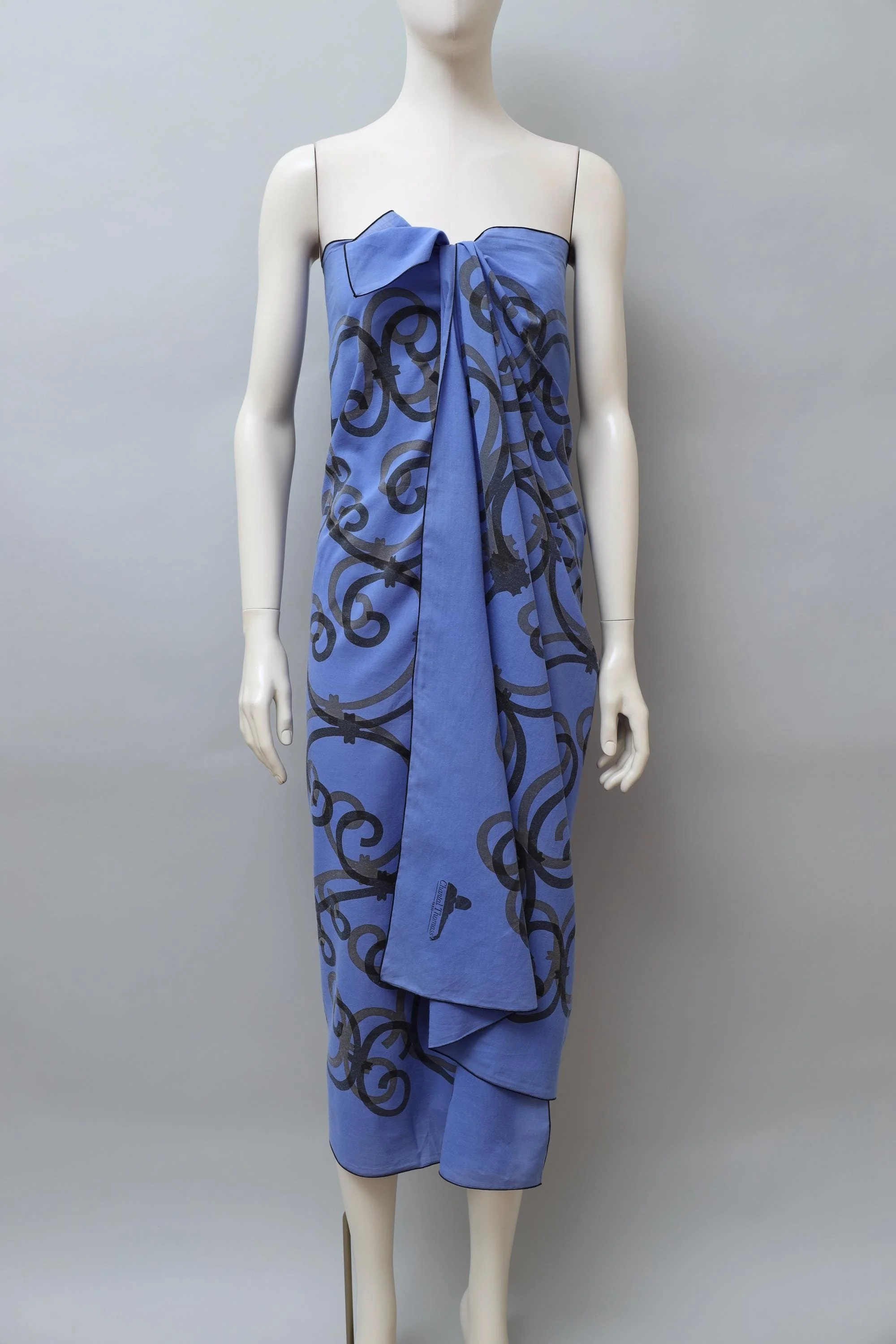 late 1980s / early 1990s Chantal Thomass periwinkle blue wrought iron design pareo